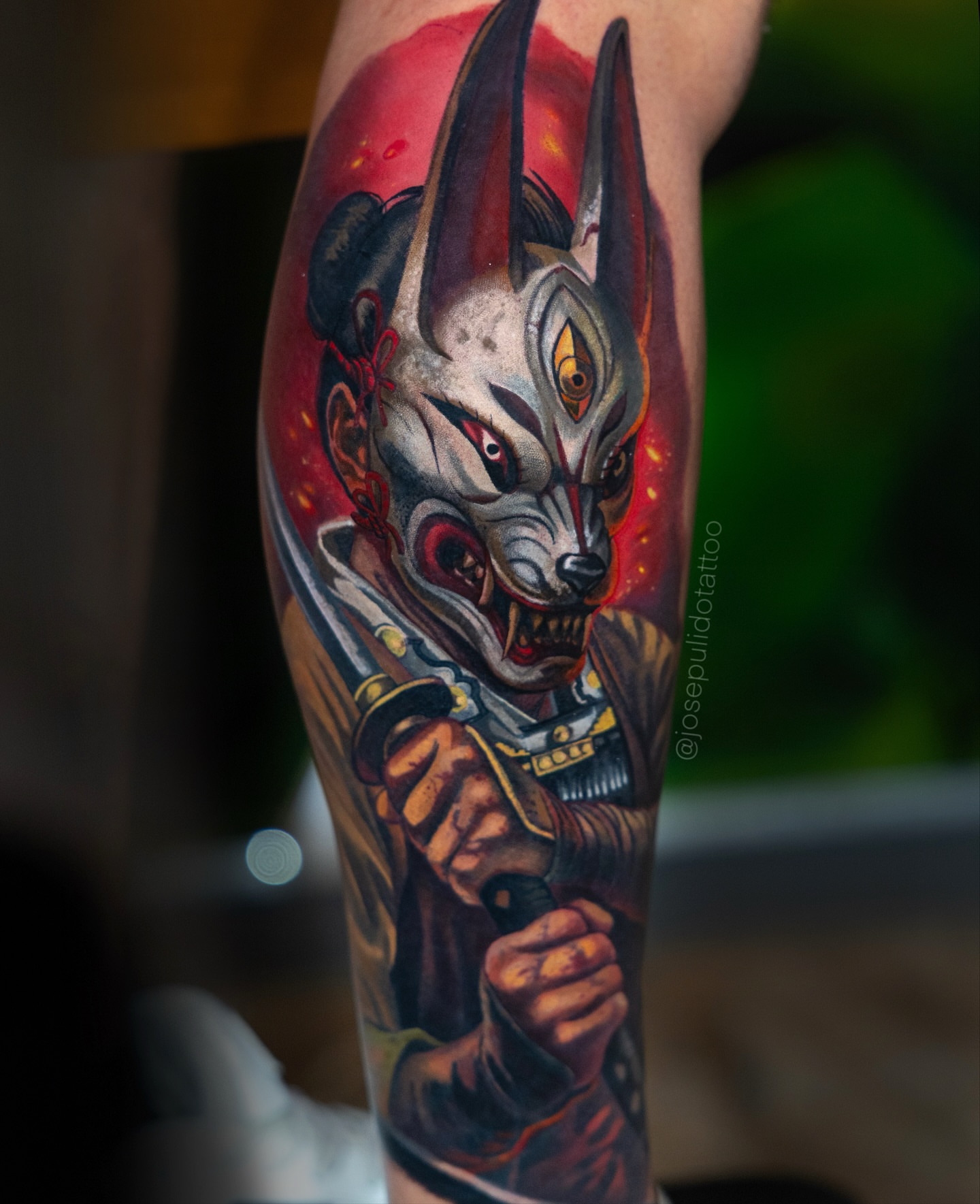 Demon warrior realism tattoo on the forearm by J O S e ▫️ P U L I D O