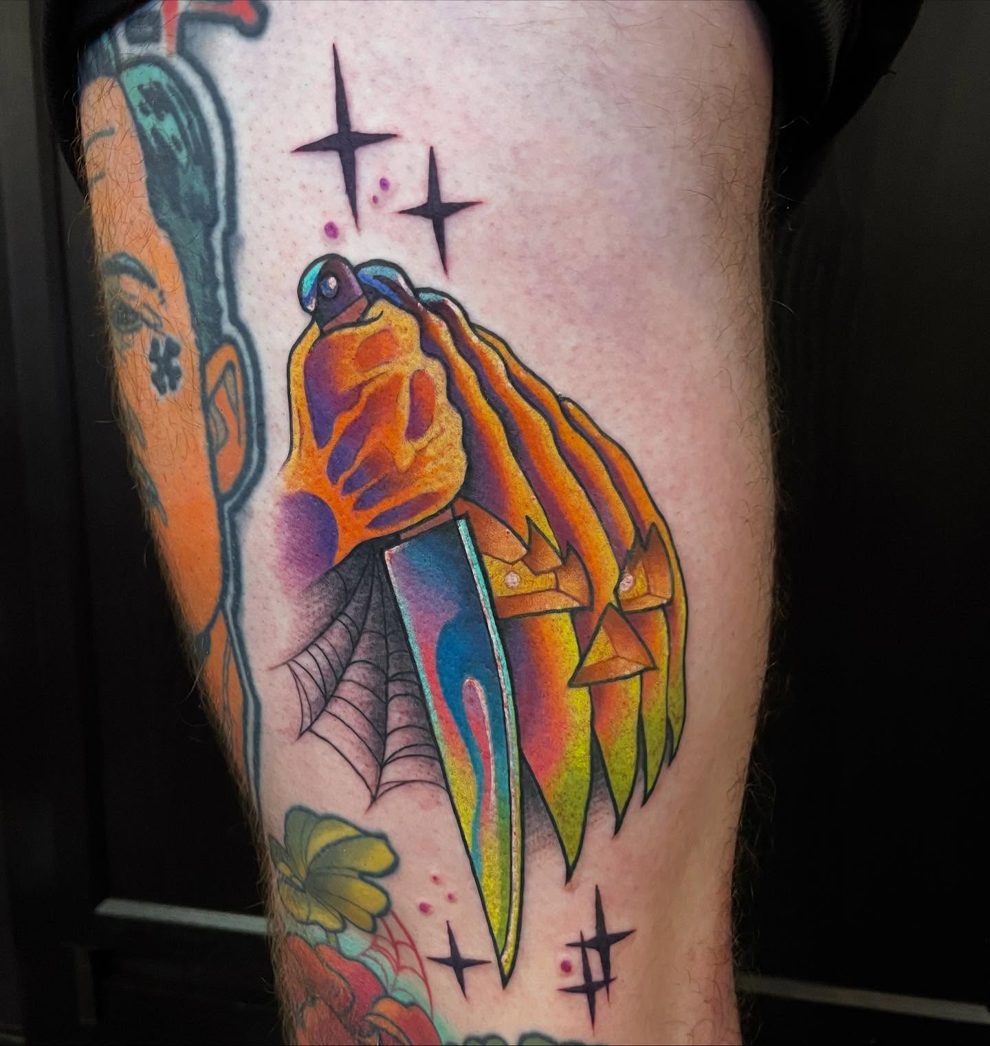 Bird with knife American traditional tattoo on the forearm by ππΈππππ π΅ππππππ