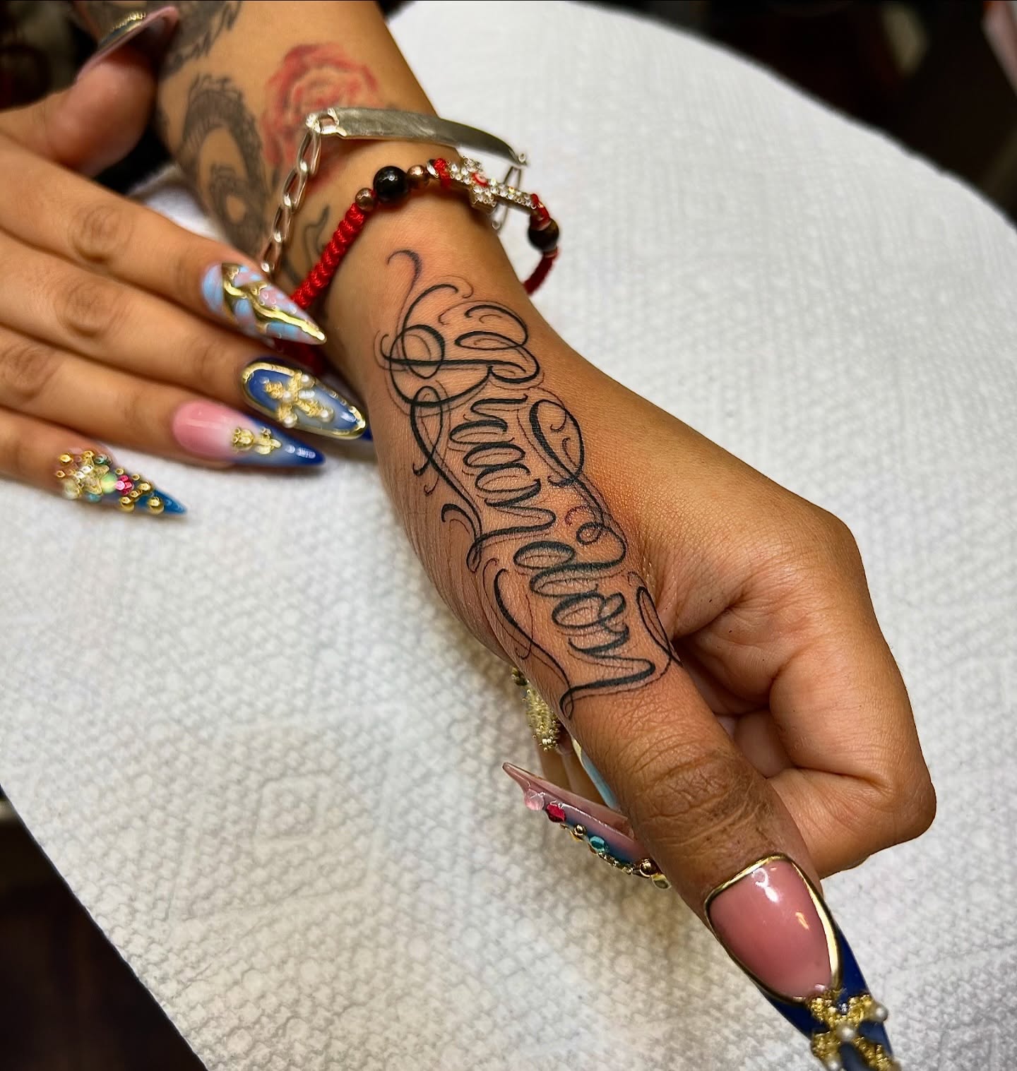 Script lettering lettering script tattoo on the forearm by $krypt