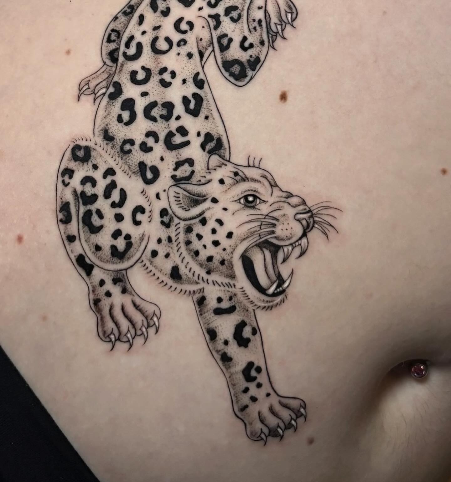 Leopard black and grey tattoo by l i z ✶