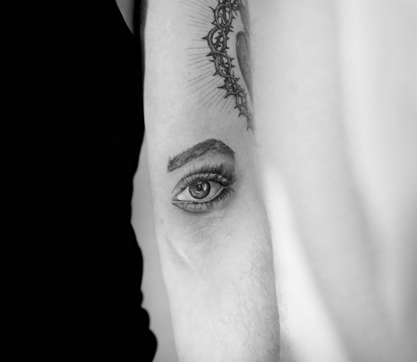Eye realism tattoo on the forearm by Ross Clark Tattoos