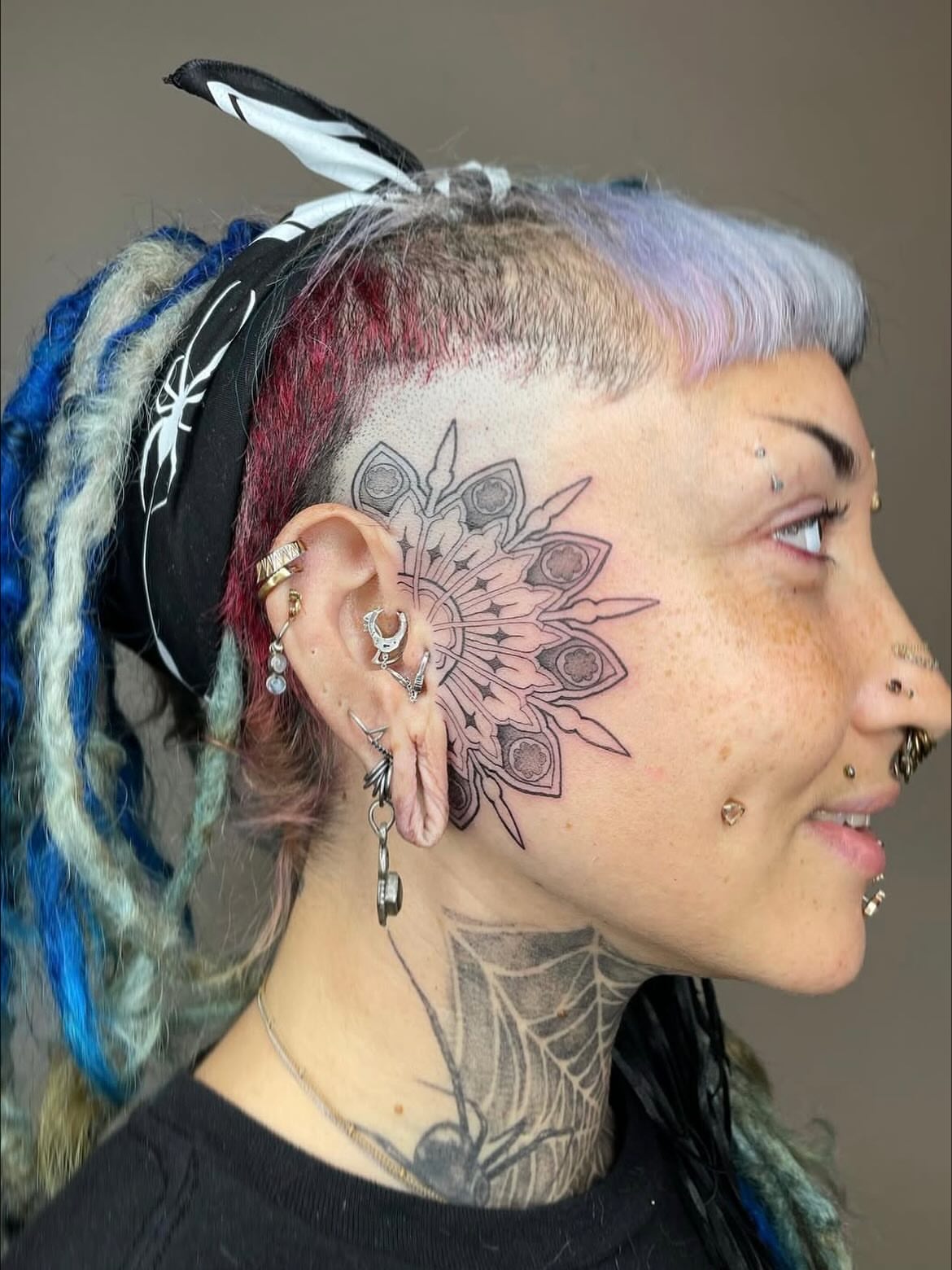 Mandala geometric tattoo on the head by Danika Brooke 🧿