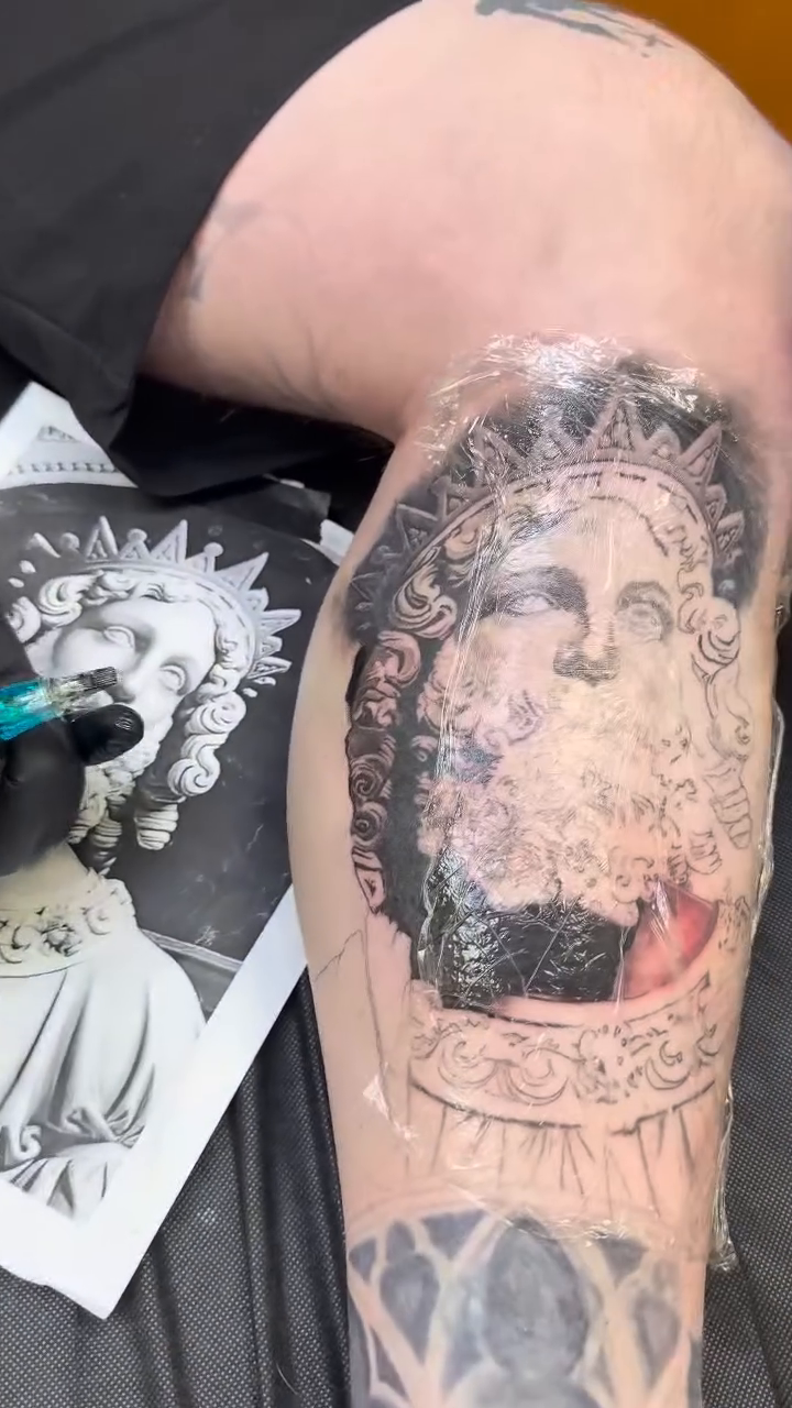 Tattoo by @tyhamiltontattoos β realism, black_and_grey