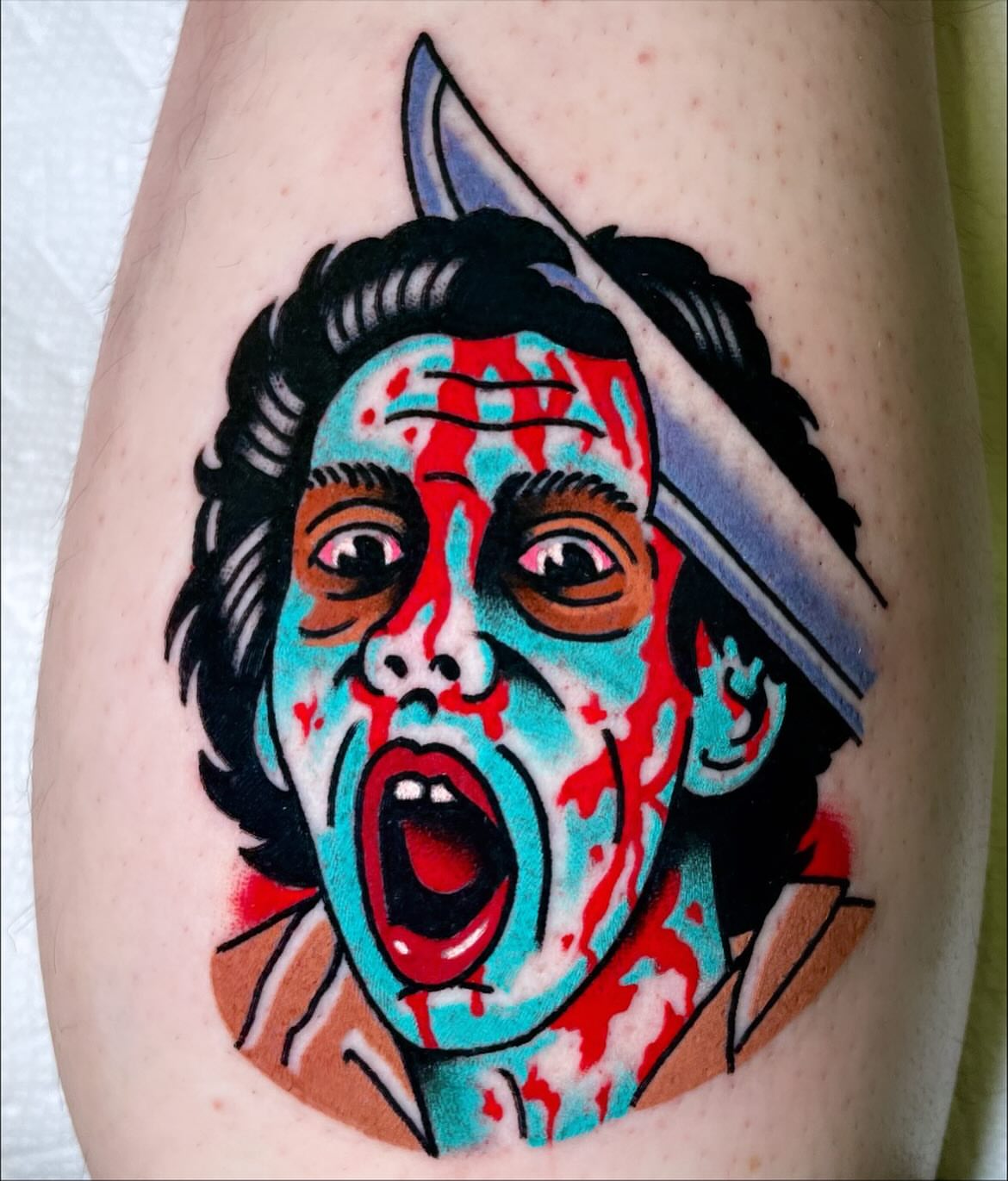 Zombie American traditional tattoo on the forearm by Ryan McDonald