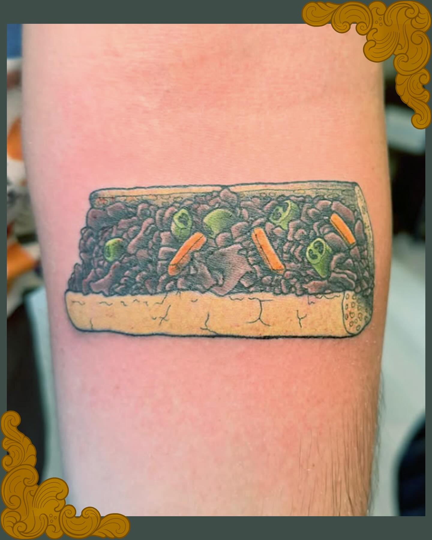 Subway sandwich realism tattoo on the forearm by Patrick Carroll