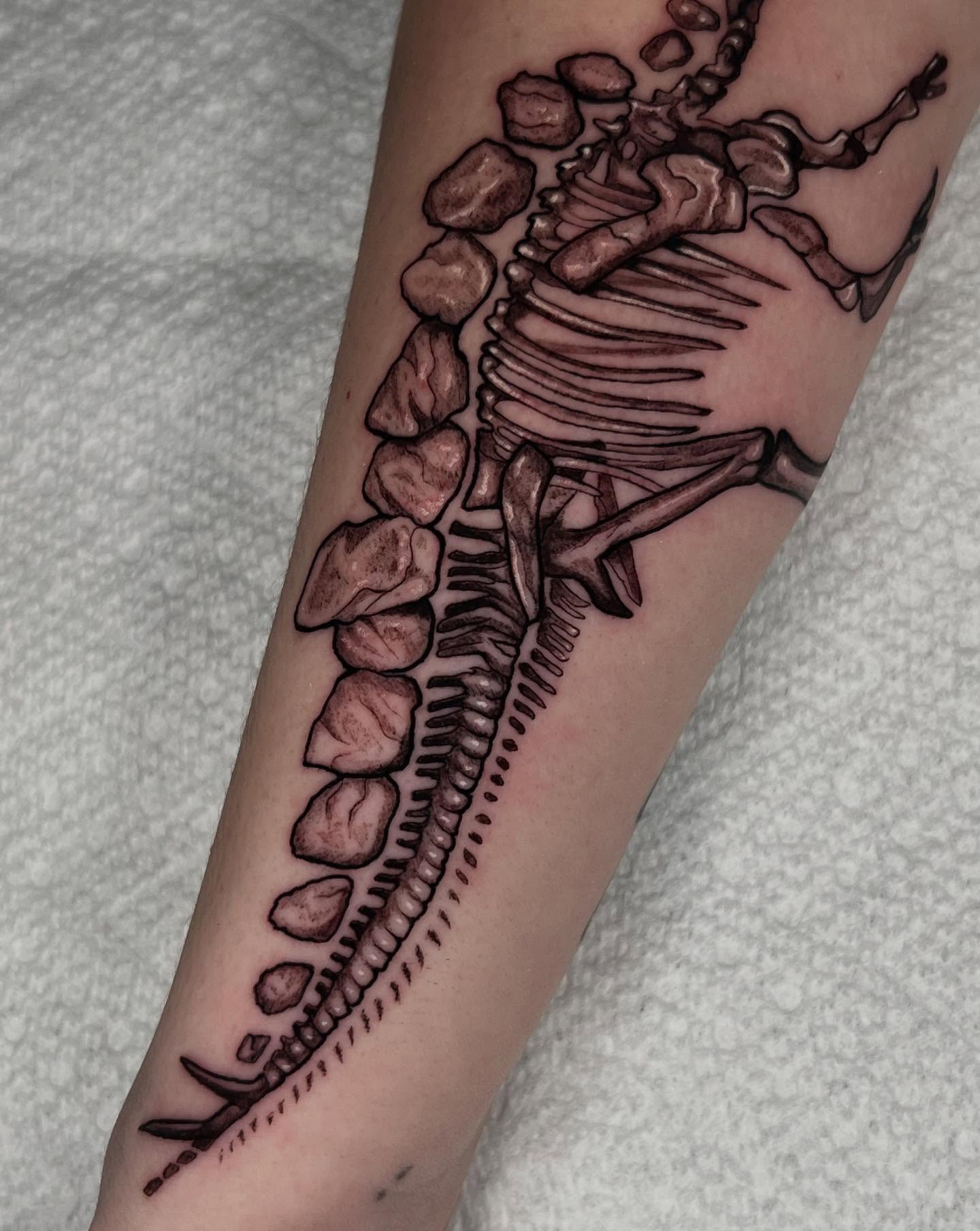 Skeleton black and grey tattoo on the forearm by ✧ :: paloma :: ✧