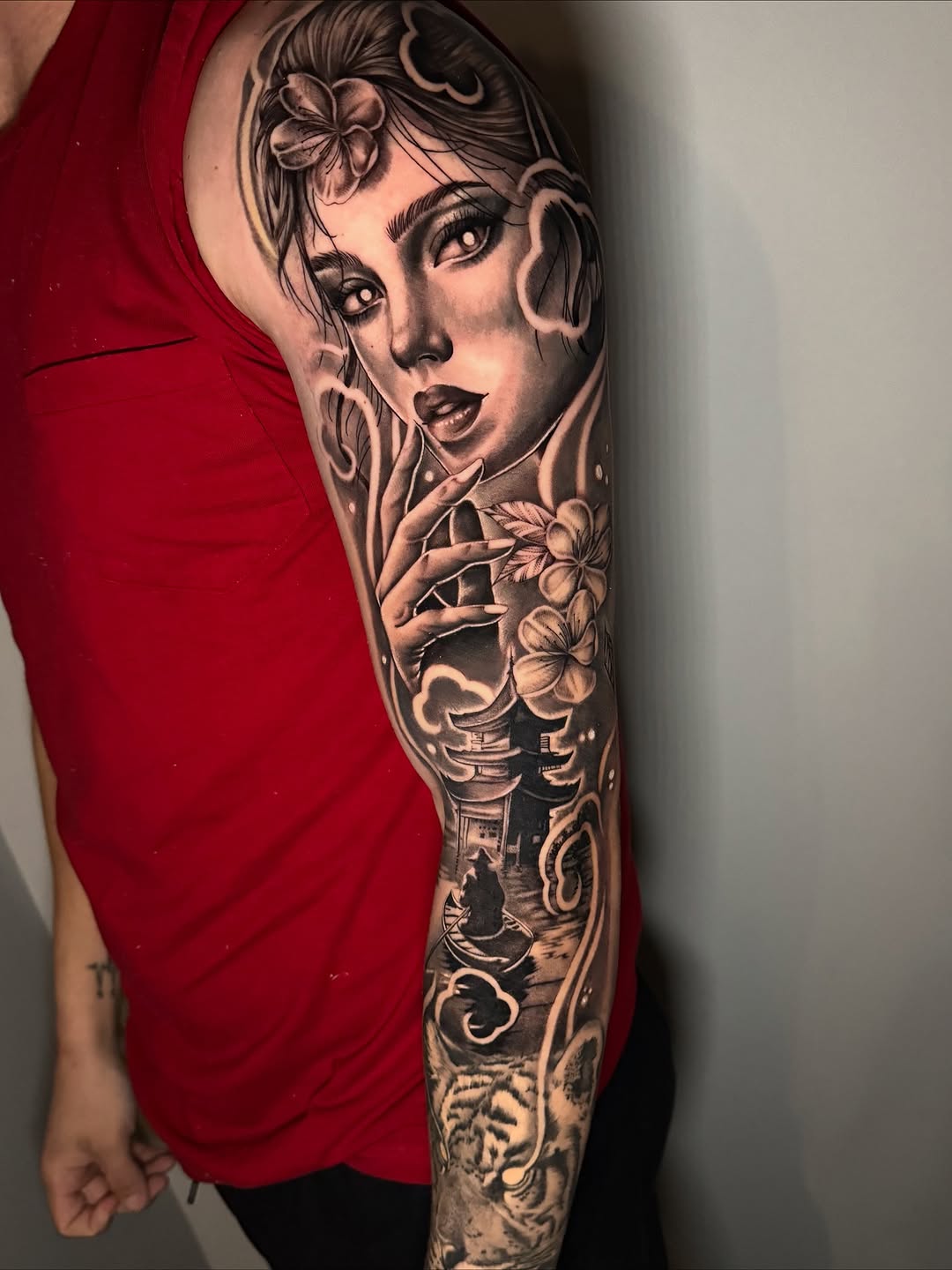 Tattoo by @monicas_tattoos โ realism, black_and_grey