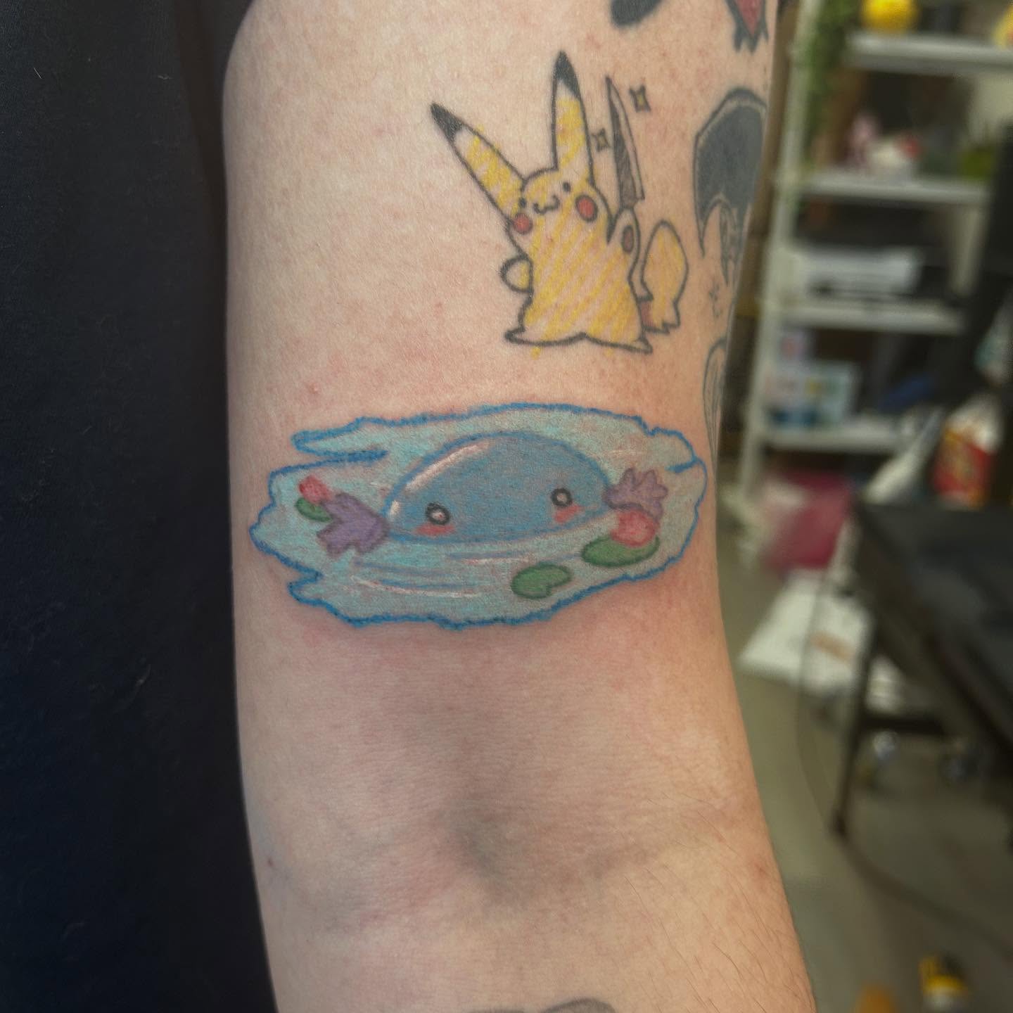 Tattoo by @rilakkaya — dotwork, anime