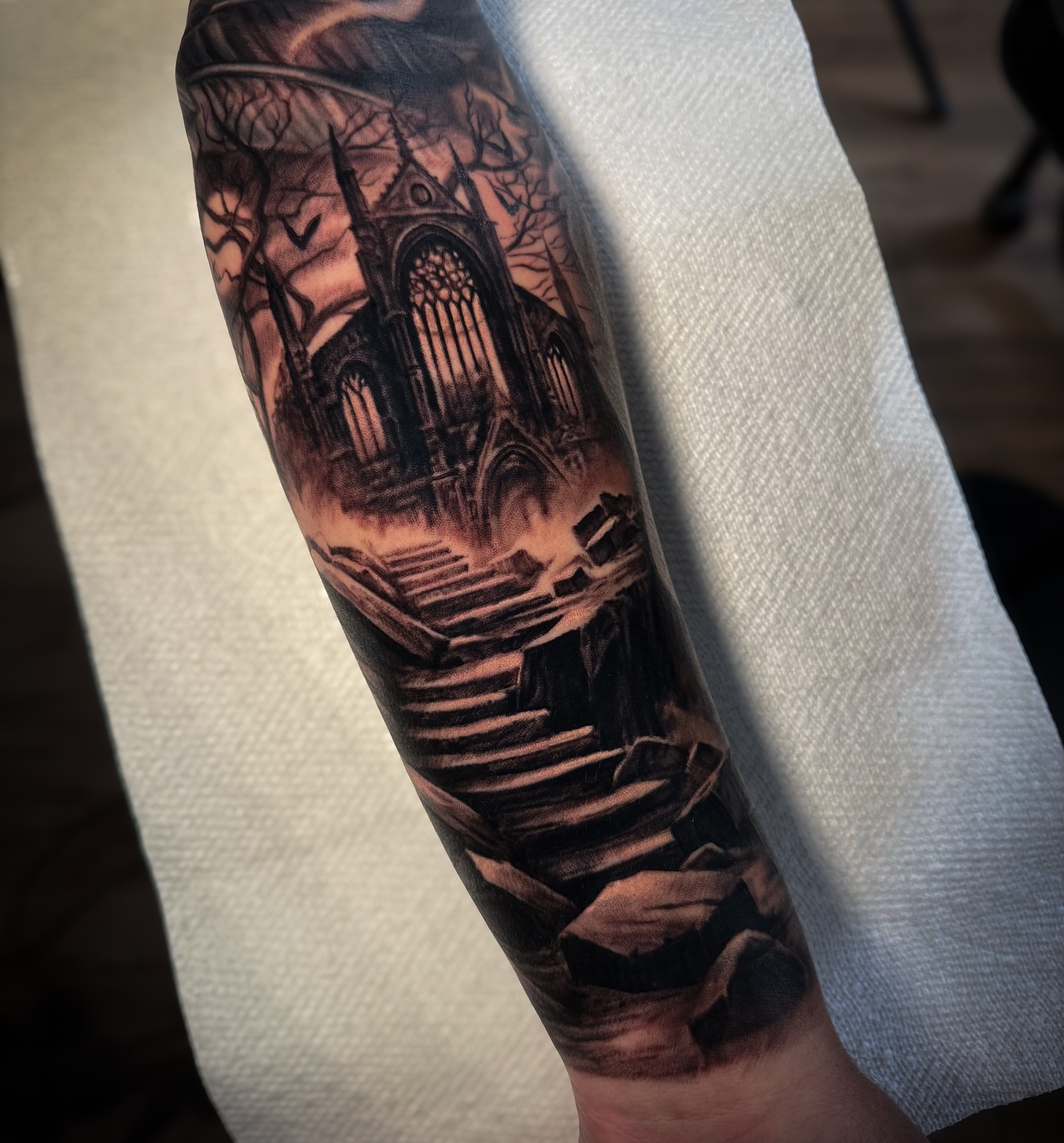 Tattoo by @aaronthomastattoos — black_and_grey, realism