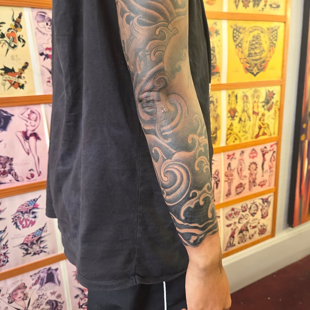 Tattoo by @katconiglioart — japanese_irezumi, black_and_grey