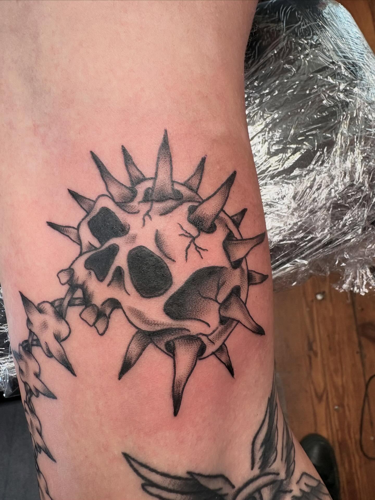 Tattoo by @nate_shahan — dotwork, black_and_grey