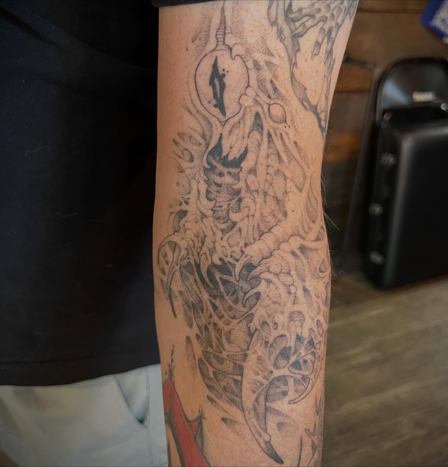 Tattoo by @revoltingworship β dotwork, black_and_grey