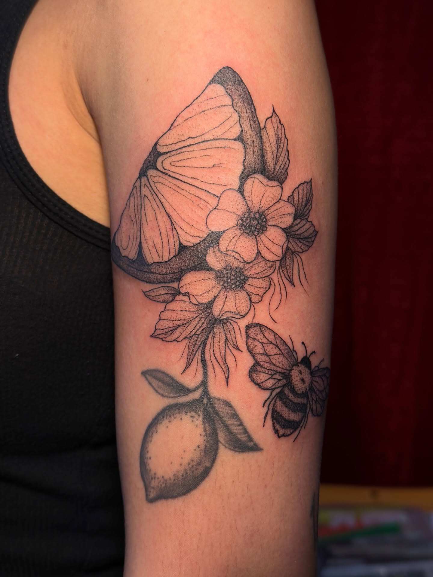 Butterfly and flowers dotwork tattoo on the forearm by ollie b ⋆⟡⋆, Dayton, Ohio