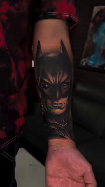 Batman portrait realism tattoo by Danny Aceves ✨ San Diego tattoo artist