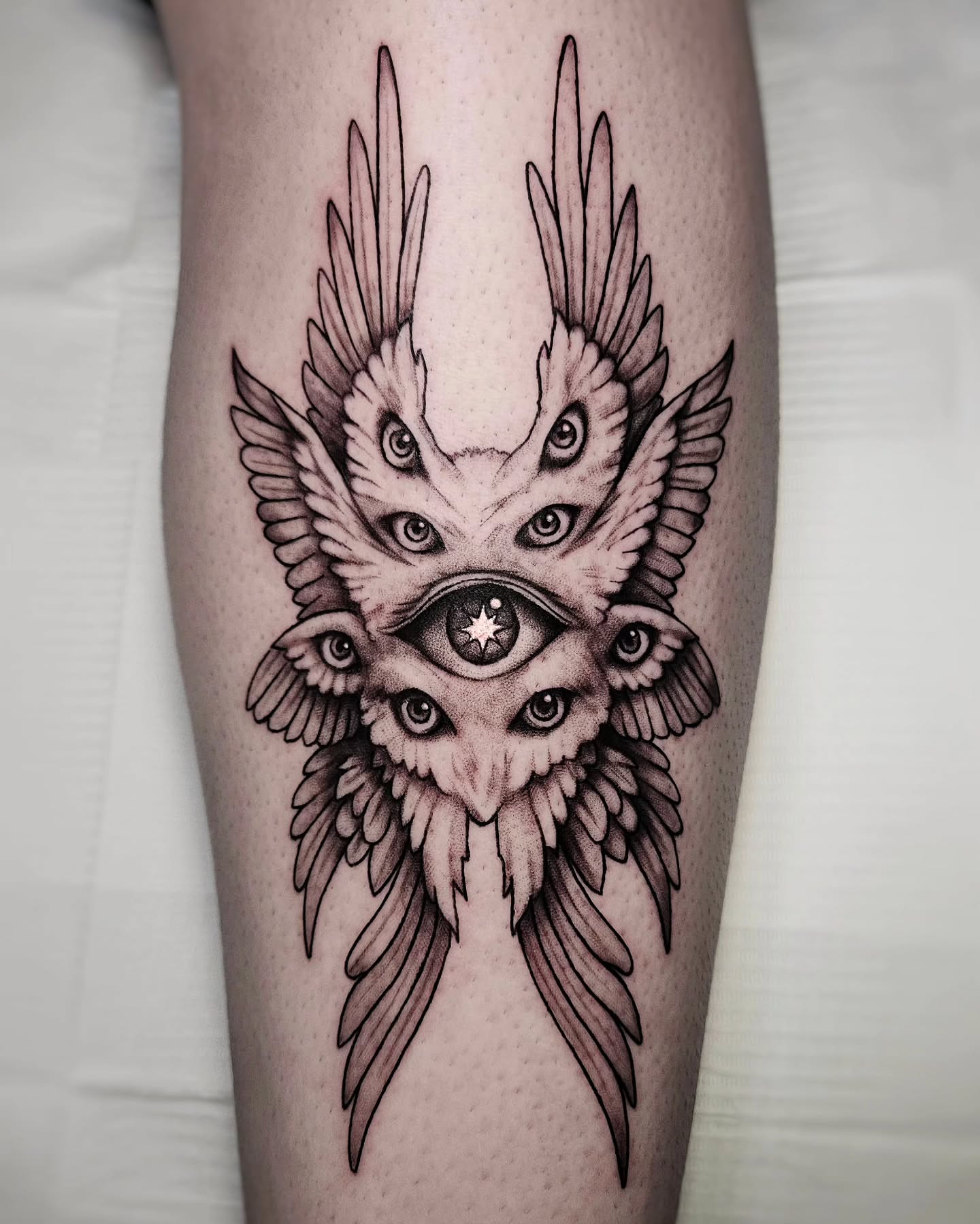 Owl eyes black and grey tattoo on the forearm by ʙʀɪᴀɴɴᴀ 𝒁𝑶𝑴𝑩𝑹𝑰𝑬 ᴛᴀᴛᴛᴏᴏꜱ