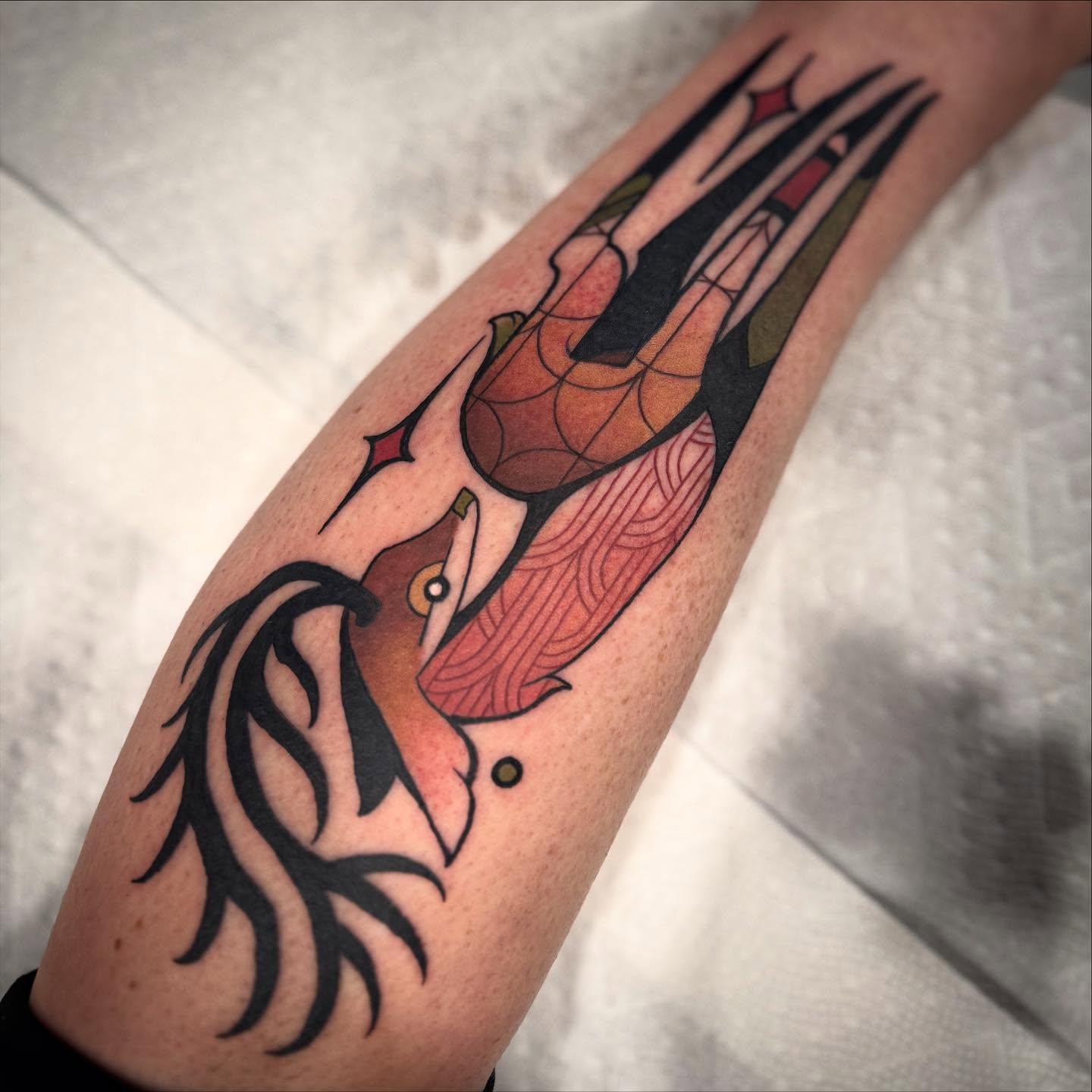 Woman American traditional tattoo on the forearm by Keith Smith