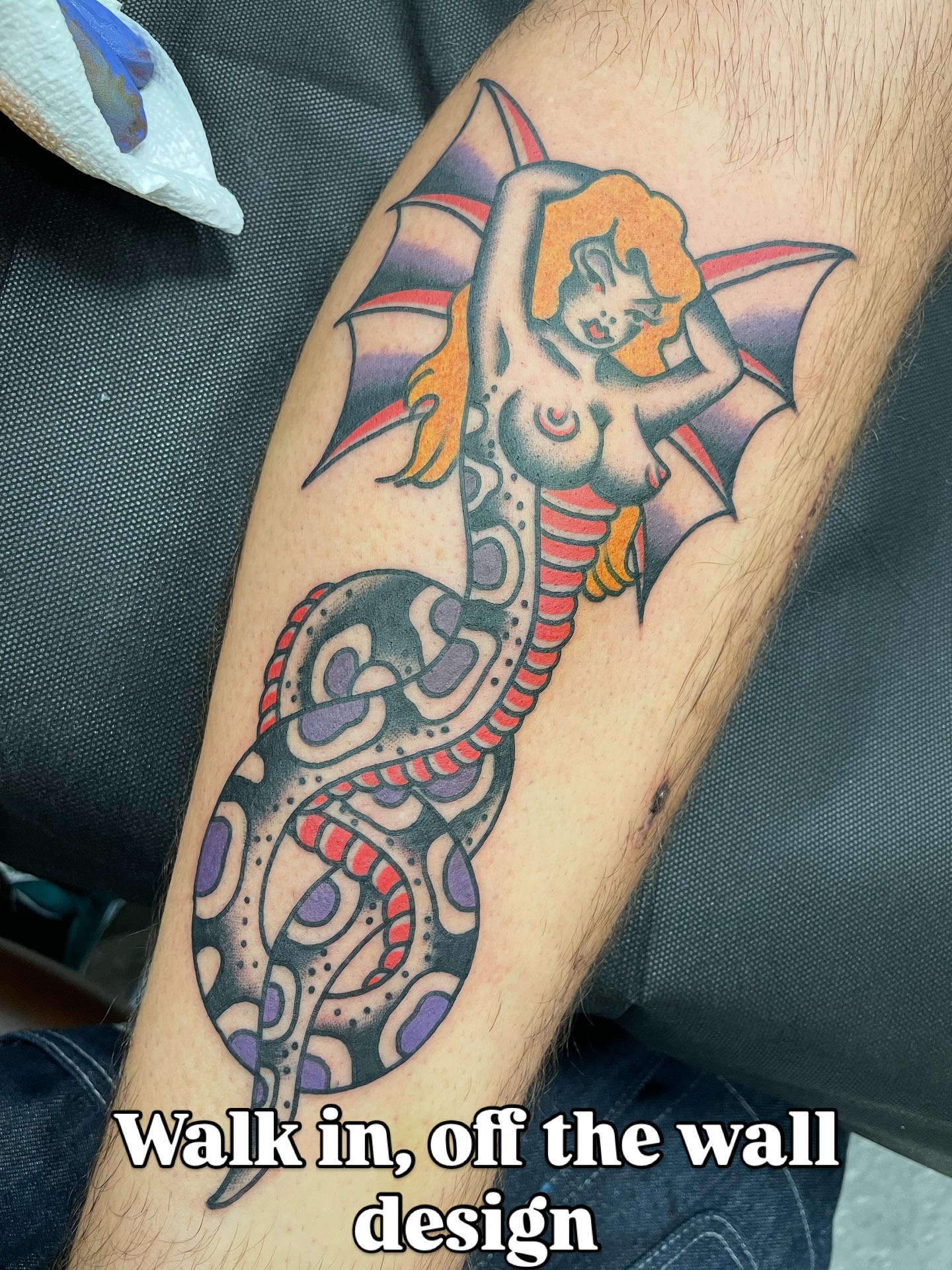 Mermaid American traditional tattoo on the forearm by matt nelson
