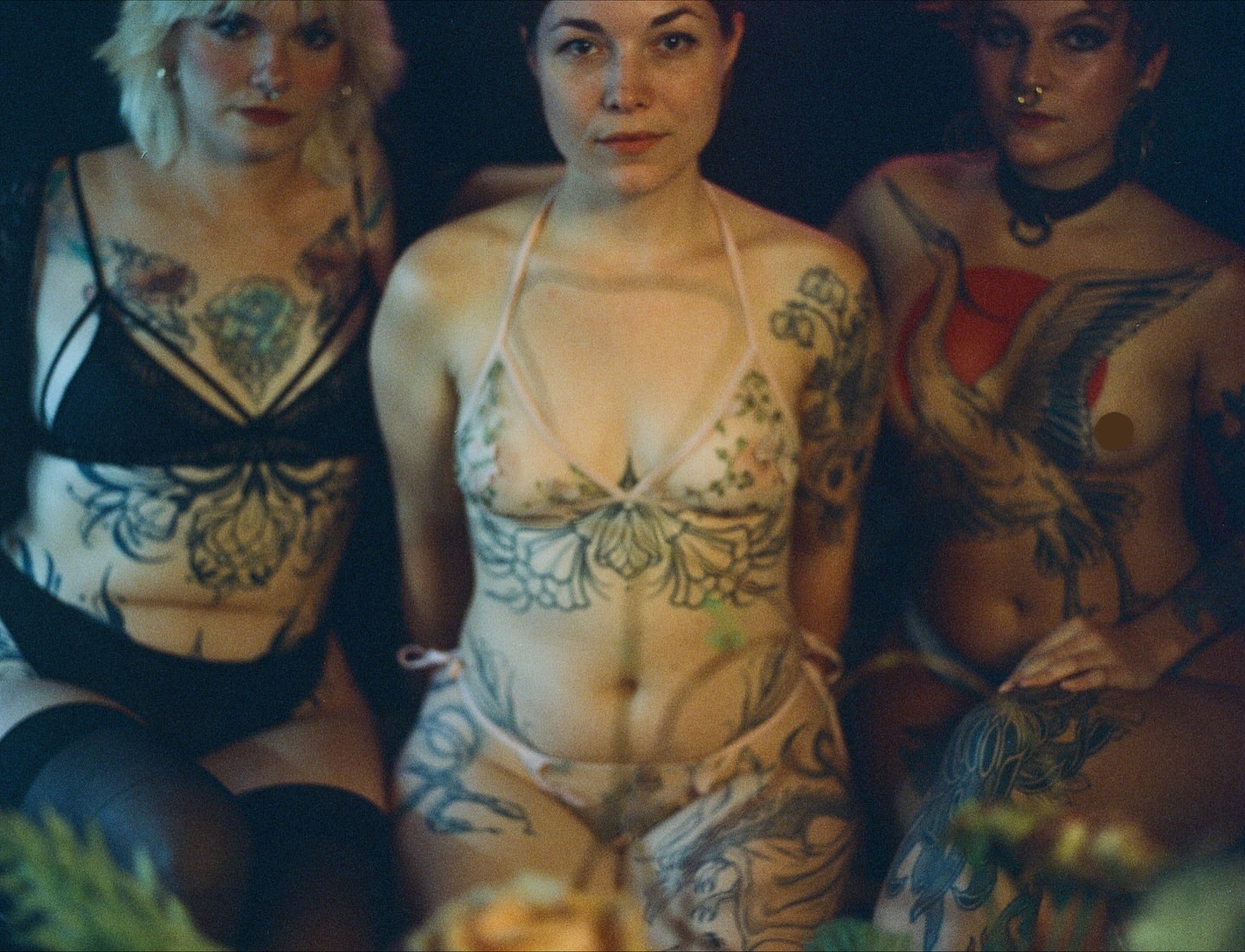 Floral American traditional tattoo on the torso by Summer Shield