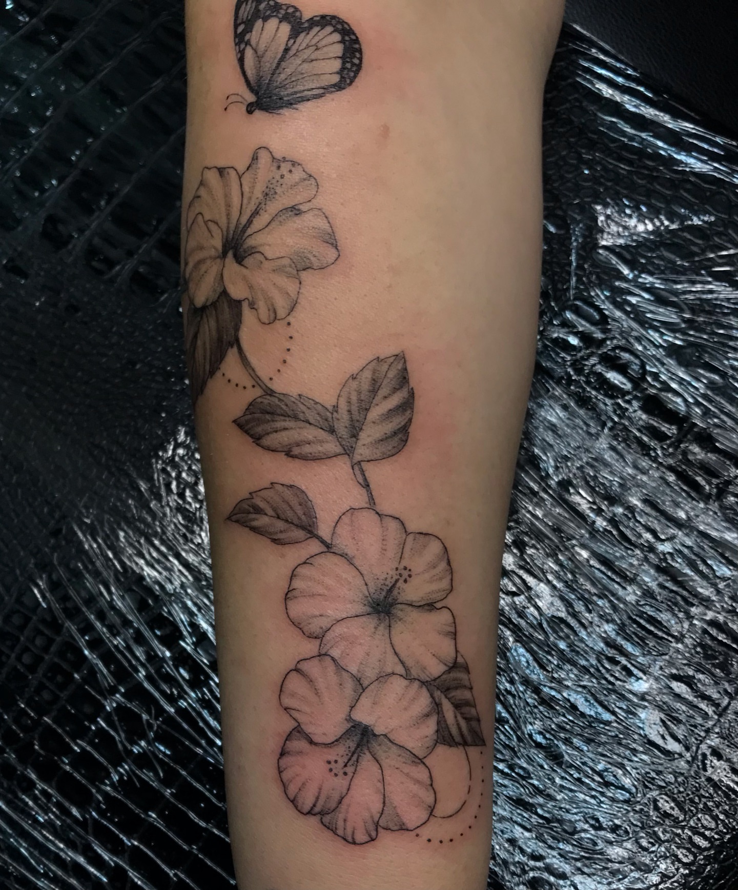 Tattoo by @talia_tattoo_ — black_and_grey, dotwork