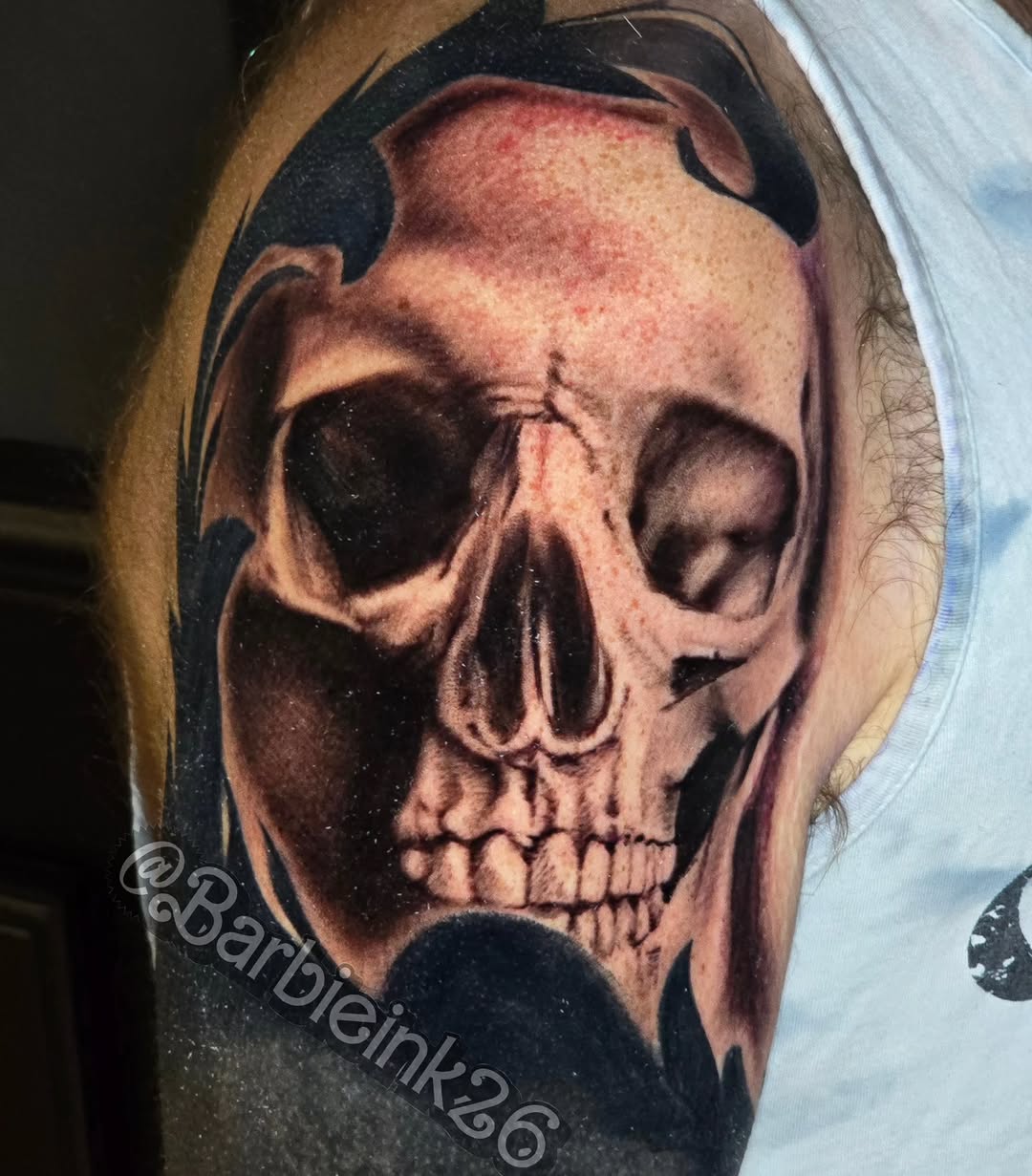 Tattoo by @barbieink26 — realism, black_and_grey