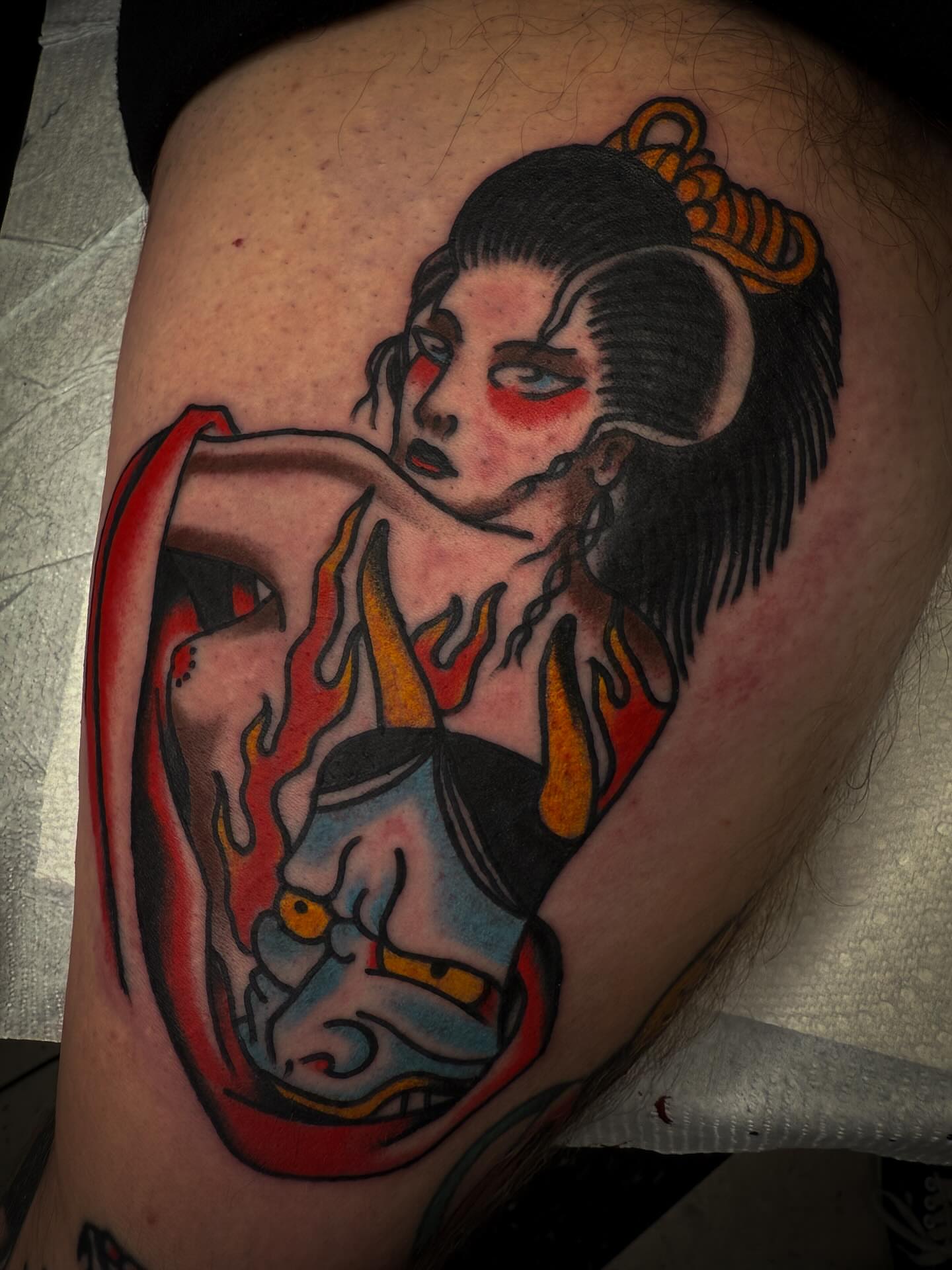 Tattoo by @harpertat2 — american_traditional, japanese_irezumi