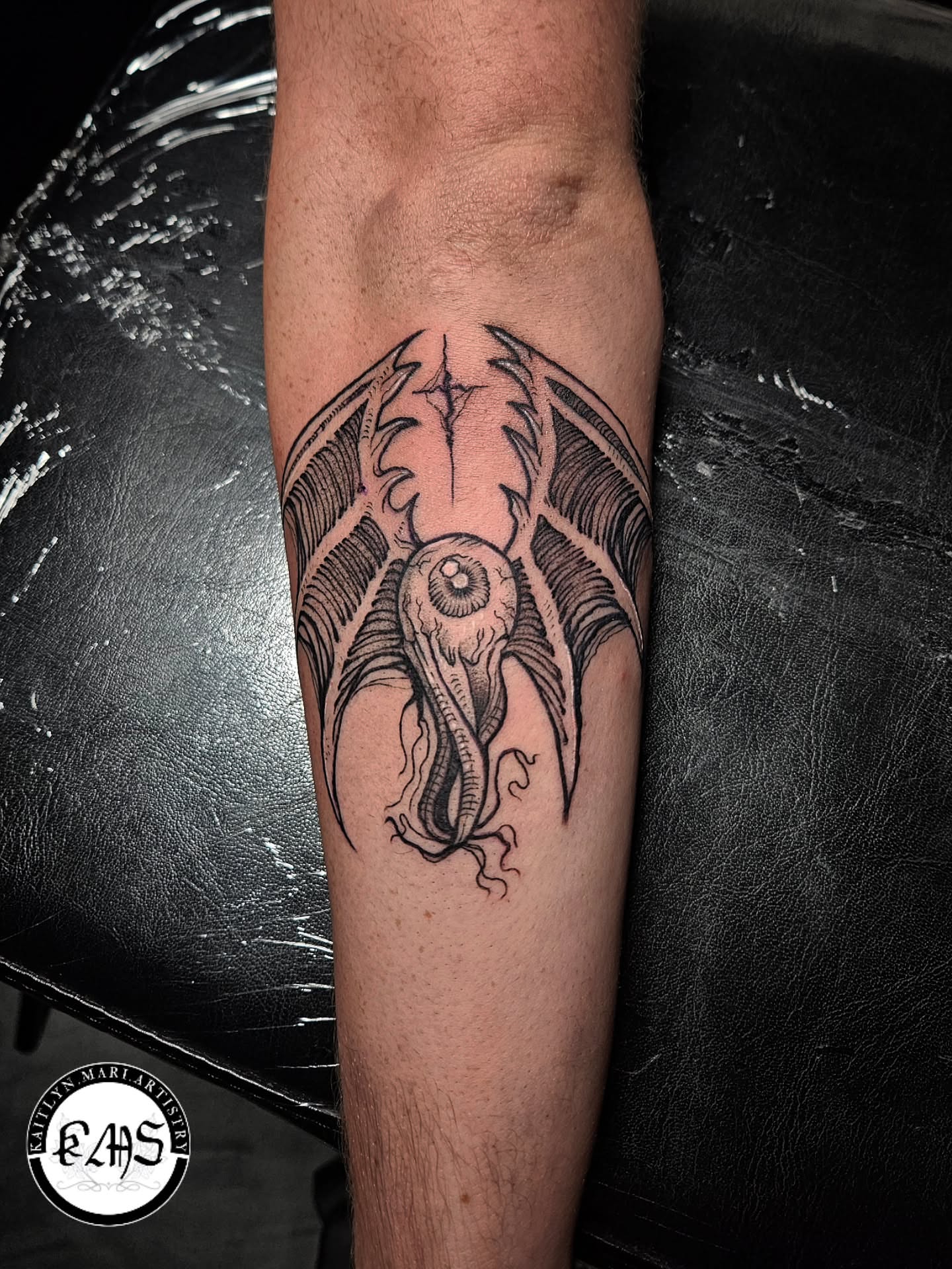 Squid black and grey tattoo on the forearm by Kaitlyn Marianna Skewes 🌙 Illustrative