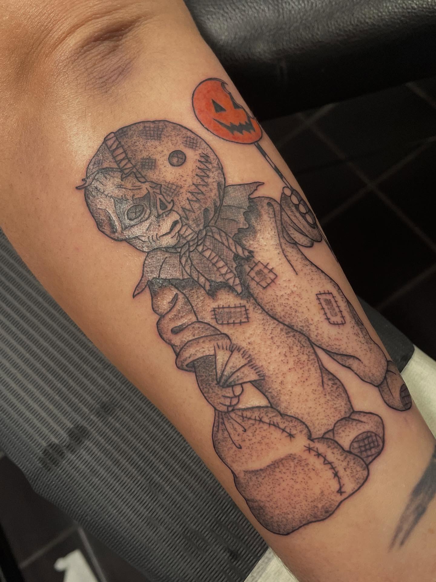 Scarecrow black and grey tattoo on the forearm by Andres Patino 🇪🇨🇺🇸
