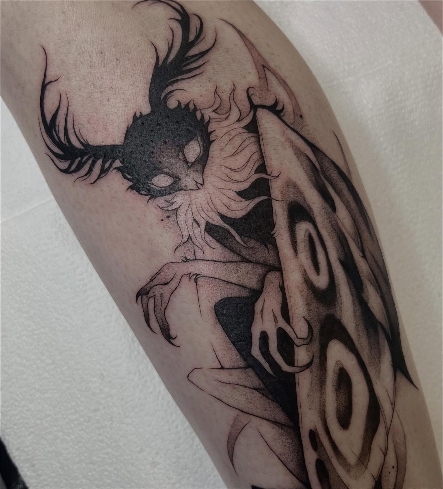 Tattoo by @apriljaytattoo — dark_realism, black_and_grey