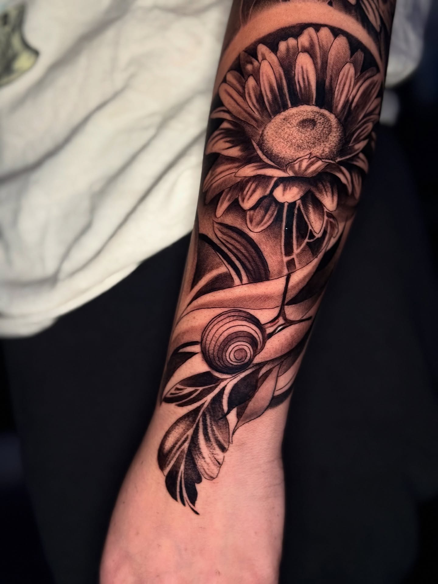 Sunflower realism tattoo on the forearm by Immortal BAYAREA TATTOO ARTIST