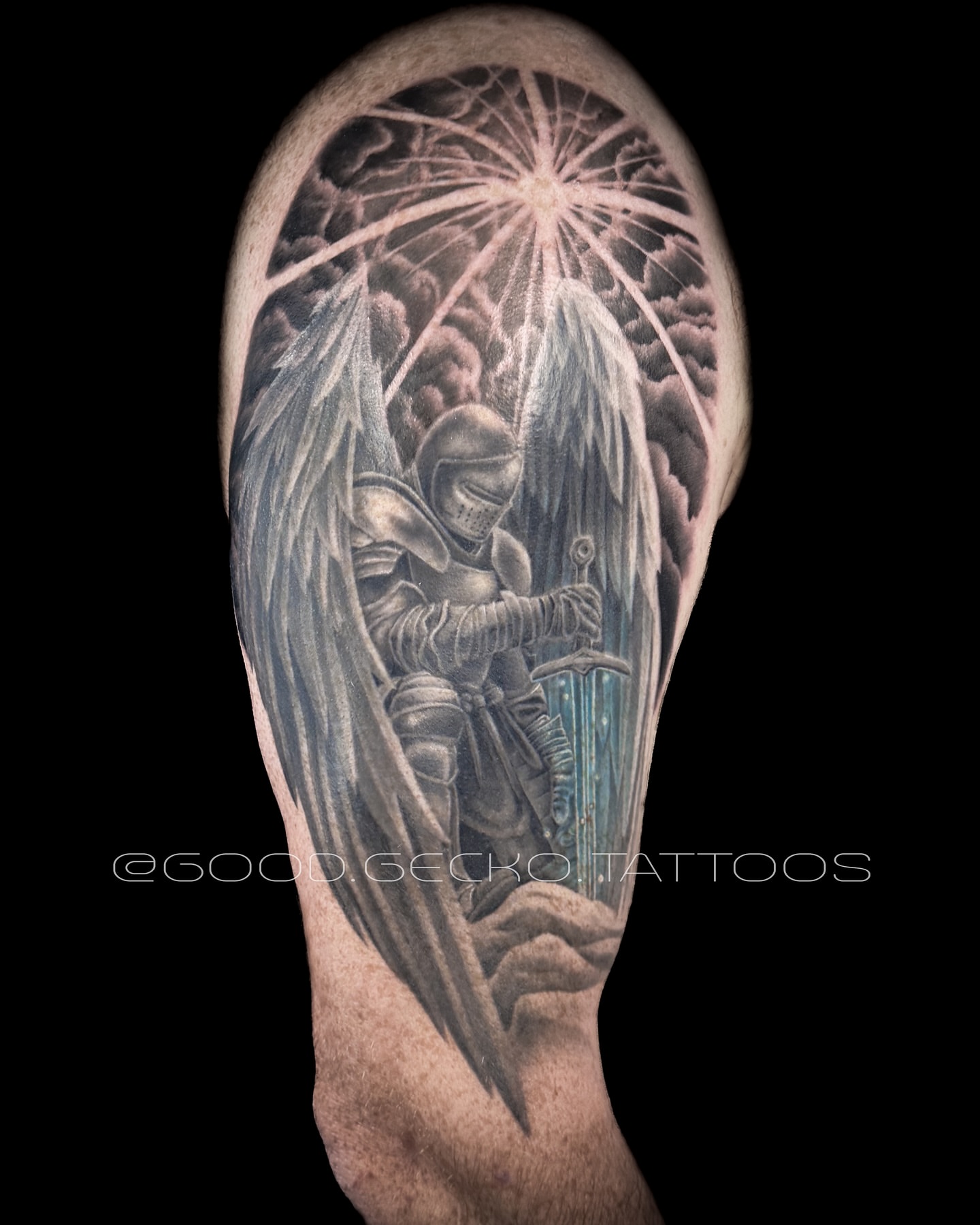 Tattoo by @good.gecko.tattoos — realism, black_and_grey