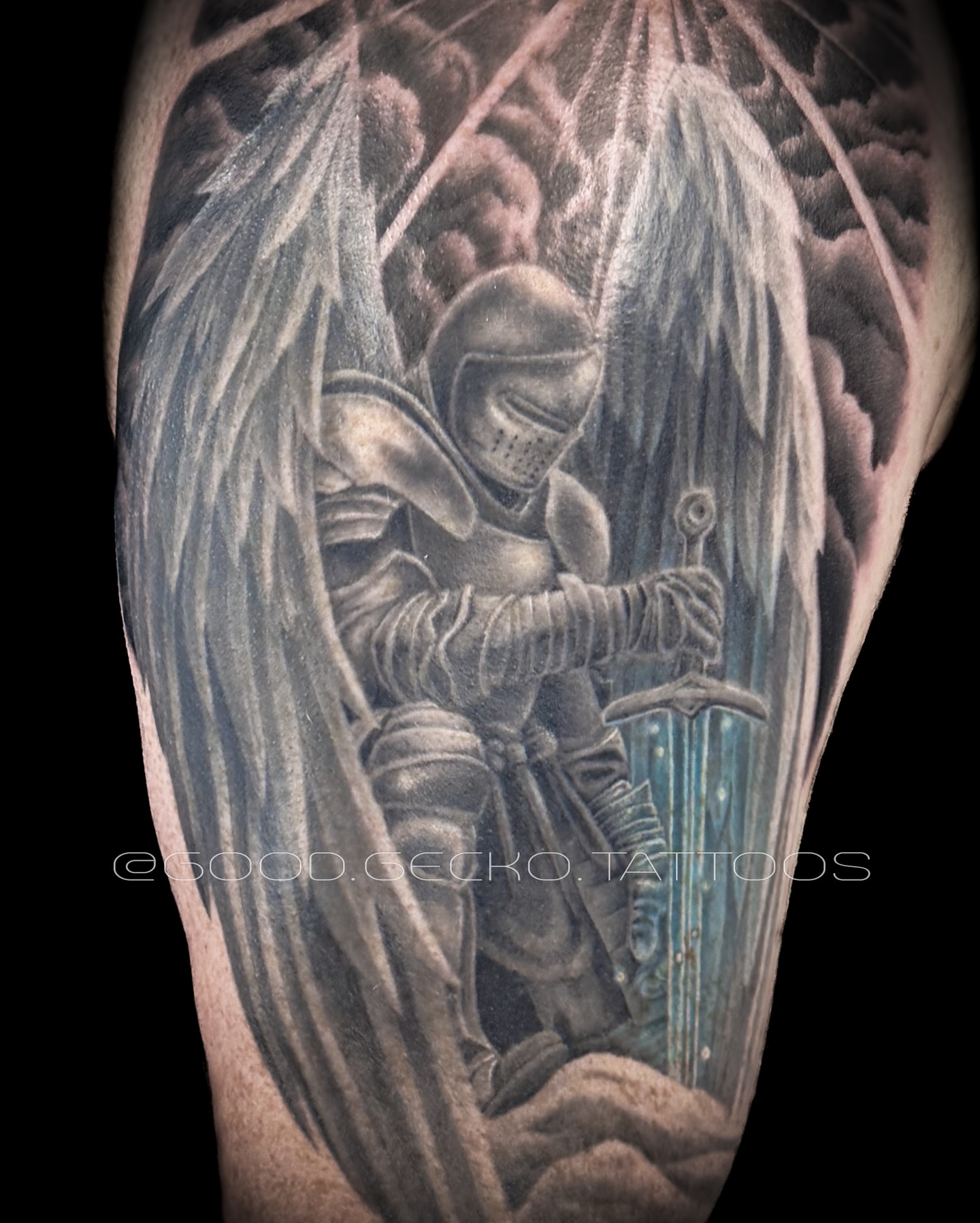 Tattoo by @good.gecko.tattoos — black_and_grey, realism