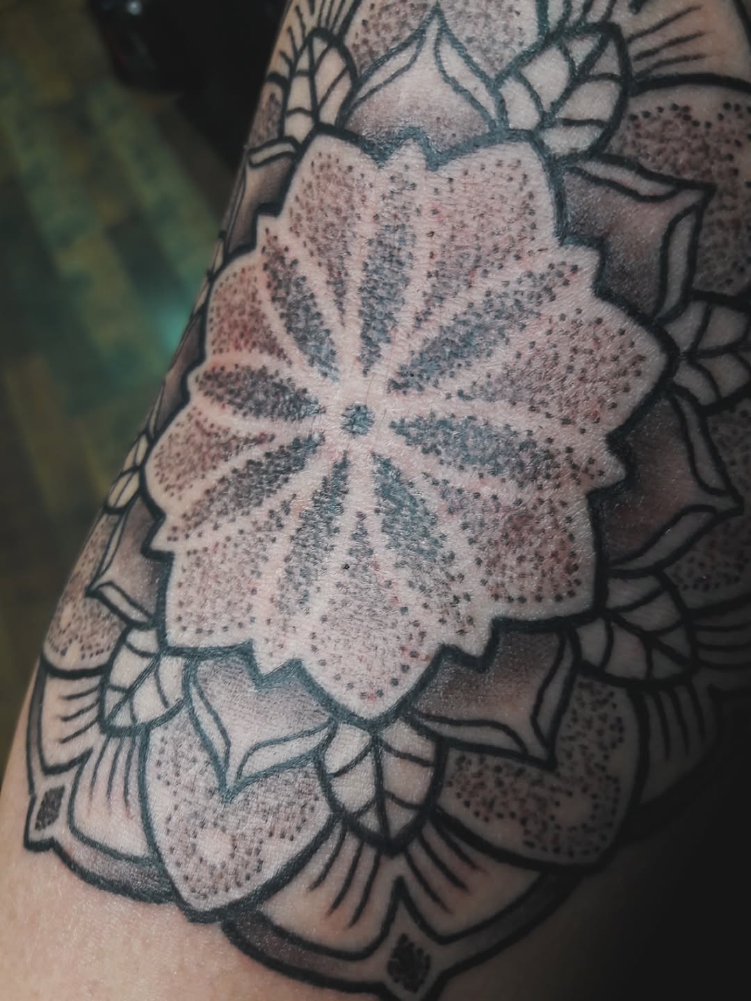 Tattoo by @chrisreedtattoos — dotwork, geometric