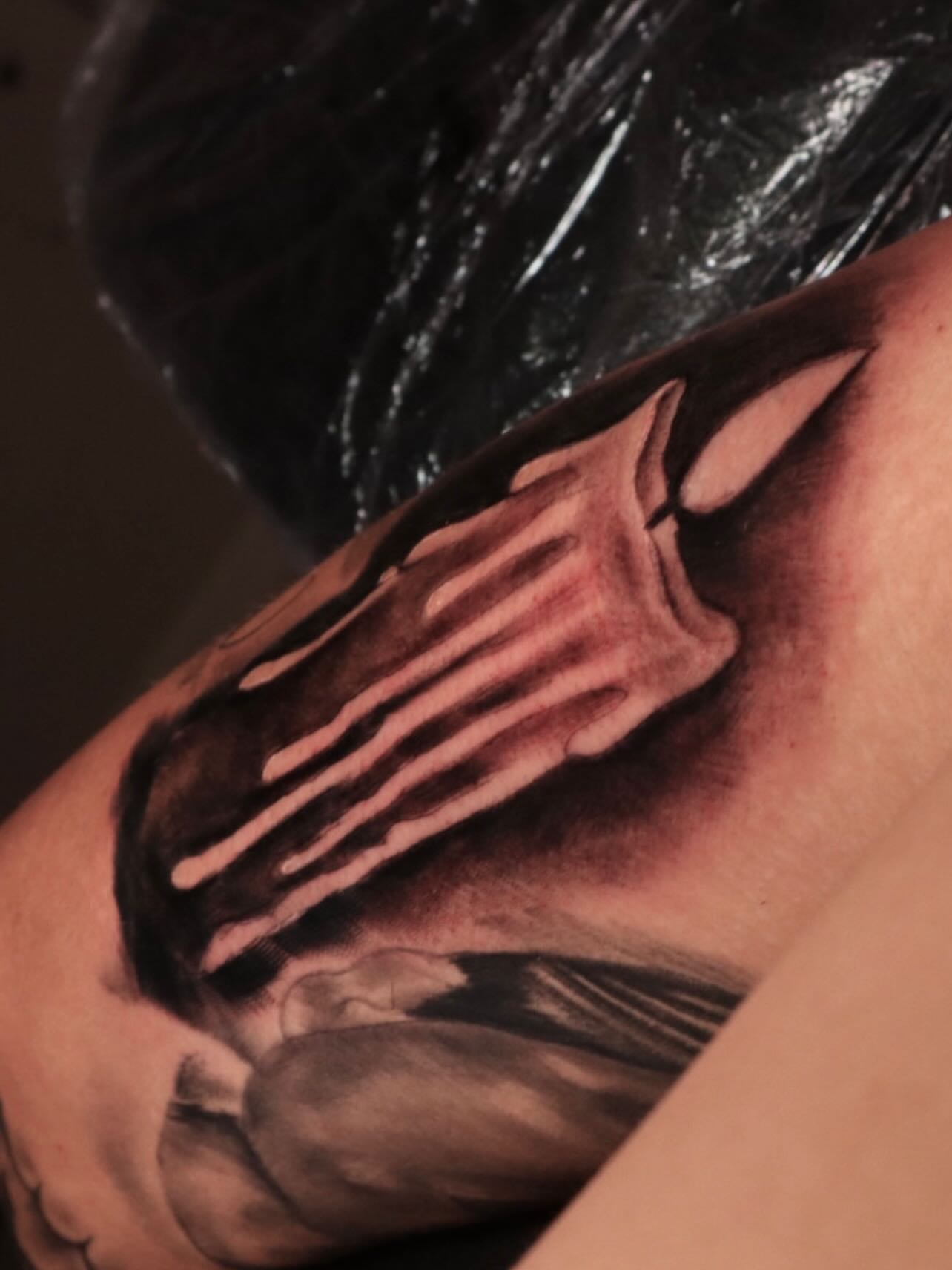 Wing realism tattoo on the shoulder by Mr Letters🗡️