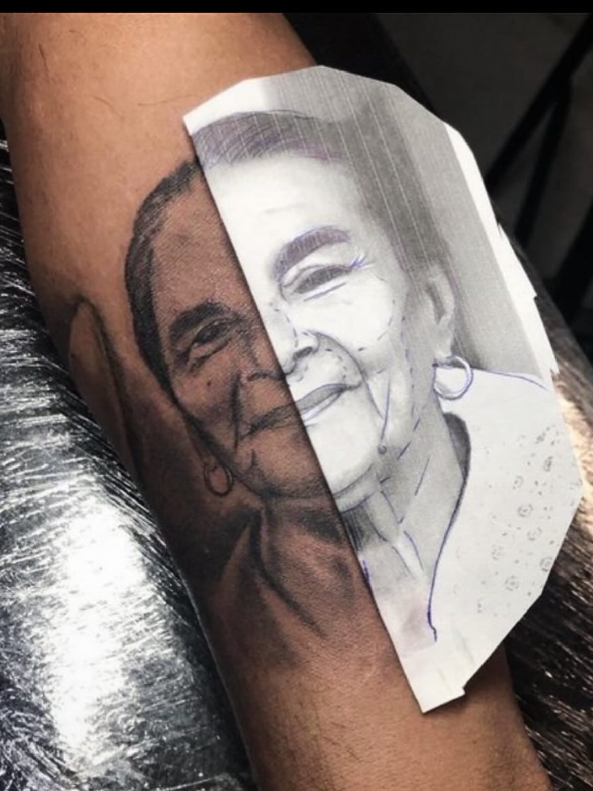Portrait realism tattoo on the forearm by Gessel Leticia Enriquez