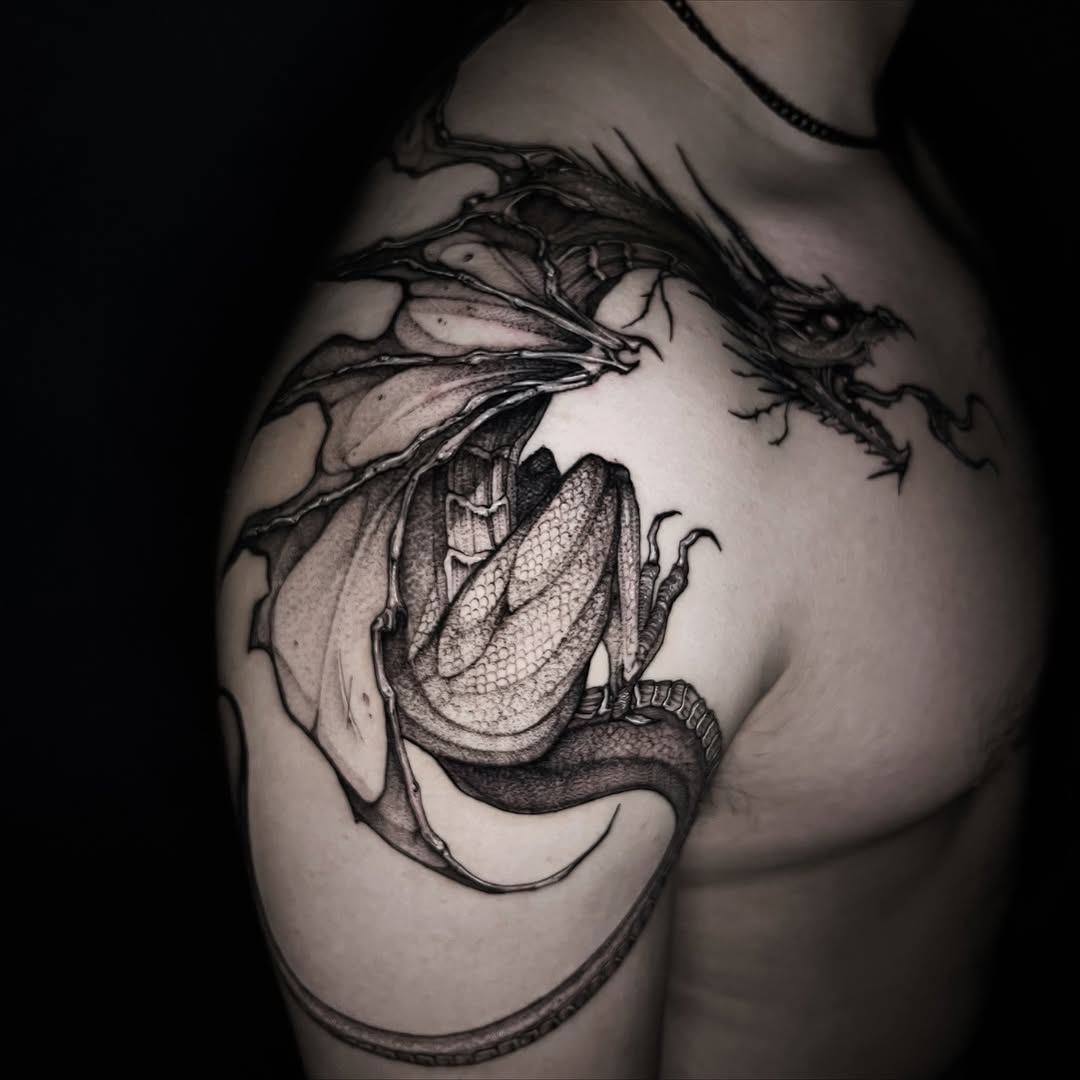 Tattoo by @tattooxklo โ realism, black_and_grey