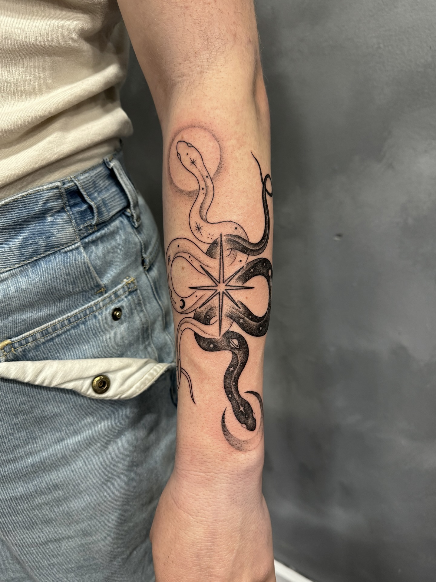 Tattoo by @inkbyhb — black_and_grey, geometric