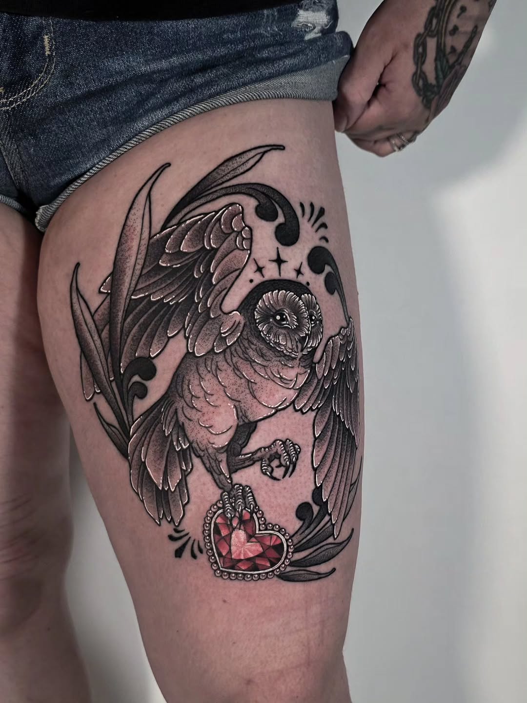 Tattoo by @corpsecreamtattoo — black_and_grey, neo_traditional