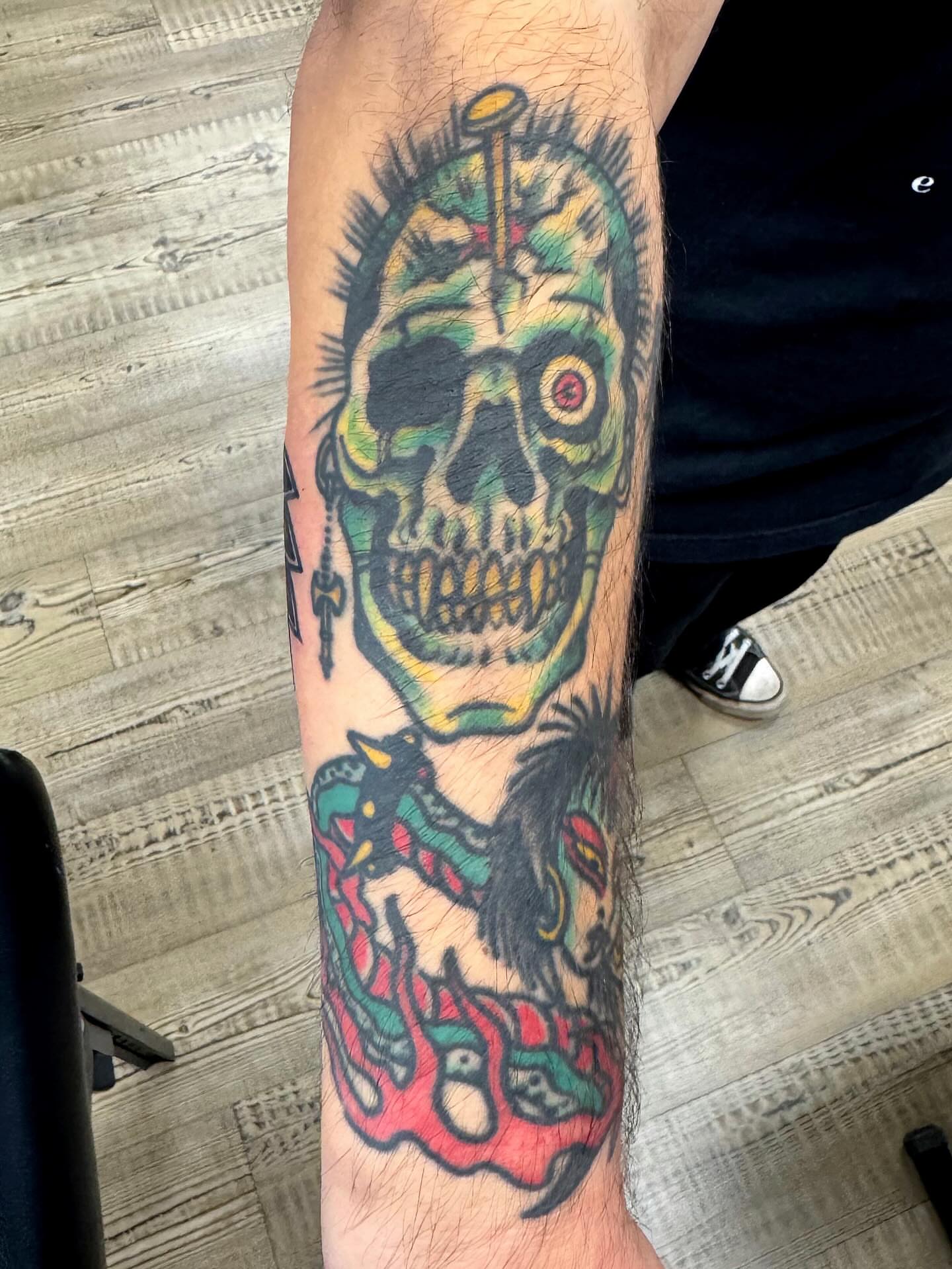 Tattoo by @chrisspriggs — american_traditional, dotwork