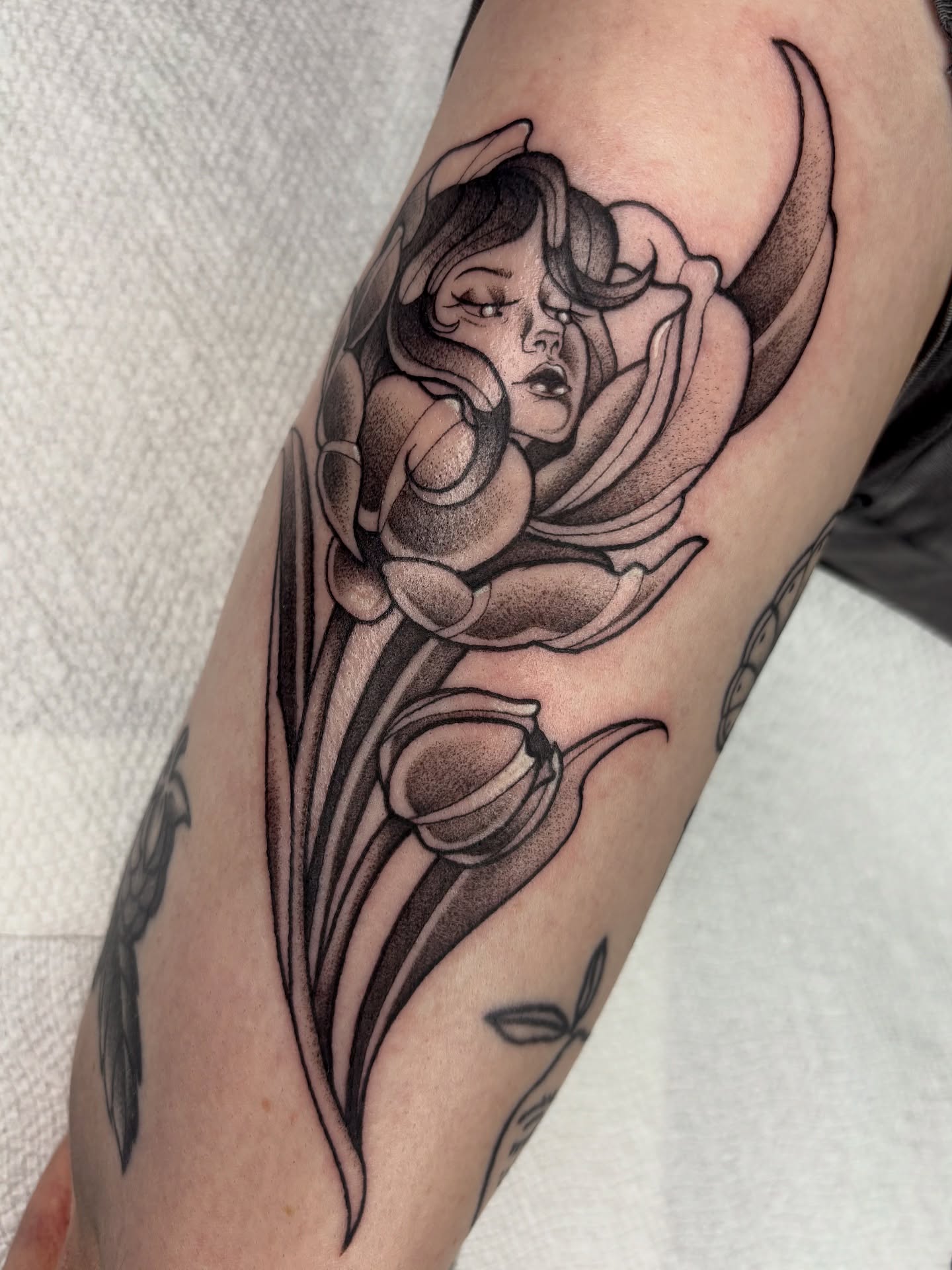Tattoo by @valeriemourningstar — black_and_grey, realism