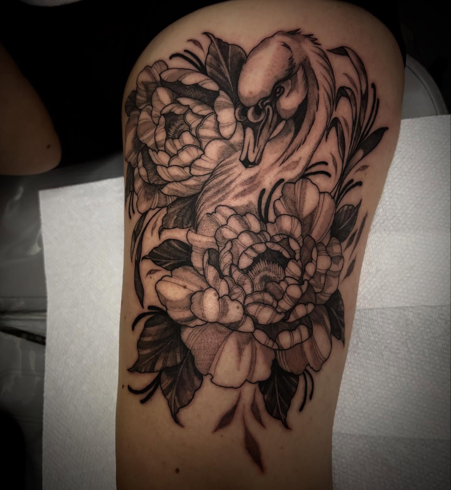 Tattoo by @inkandivvy — black_and_grey, realism