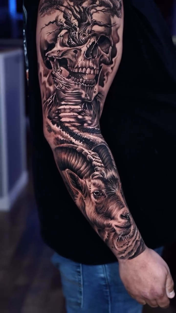 Tattoo by @tonyfranktattoos — dark_realism, black_and_grey