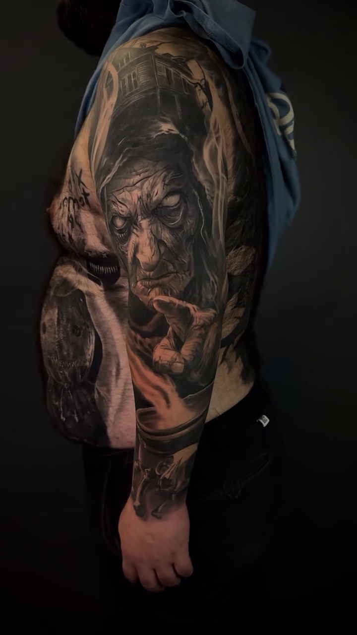 Tattoo by @gabpolflit_tattooartist — dark_realism, black_and_grey