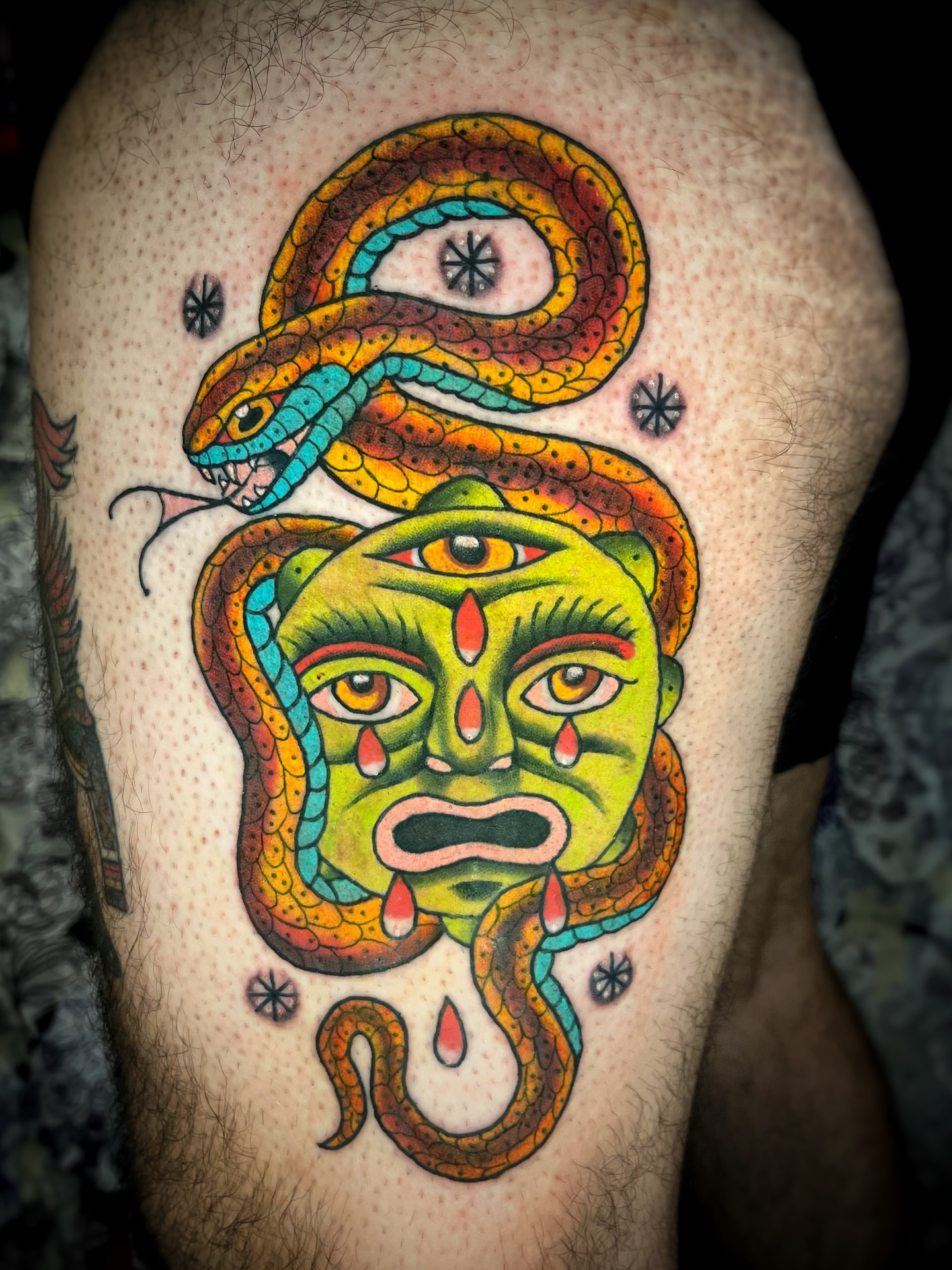 Tattoo by @gilly_gonzo — american_traditional, dotwork