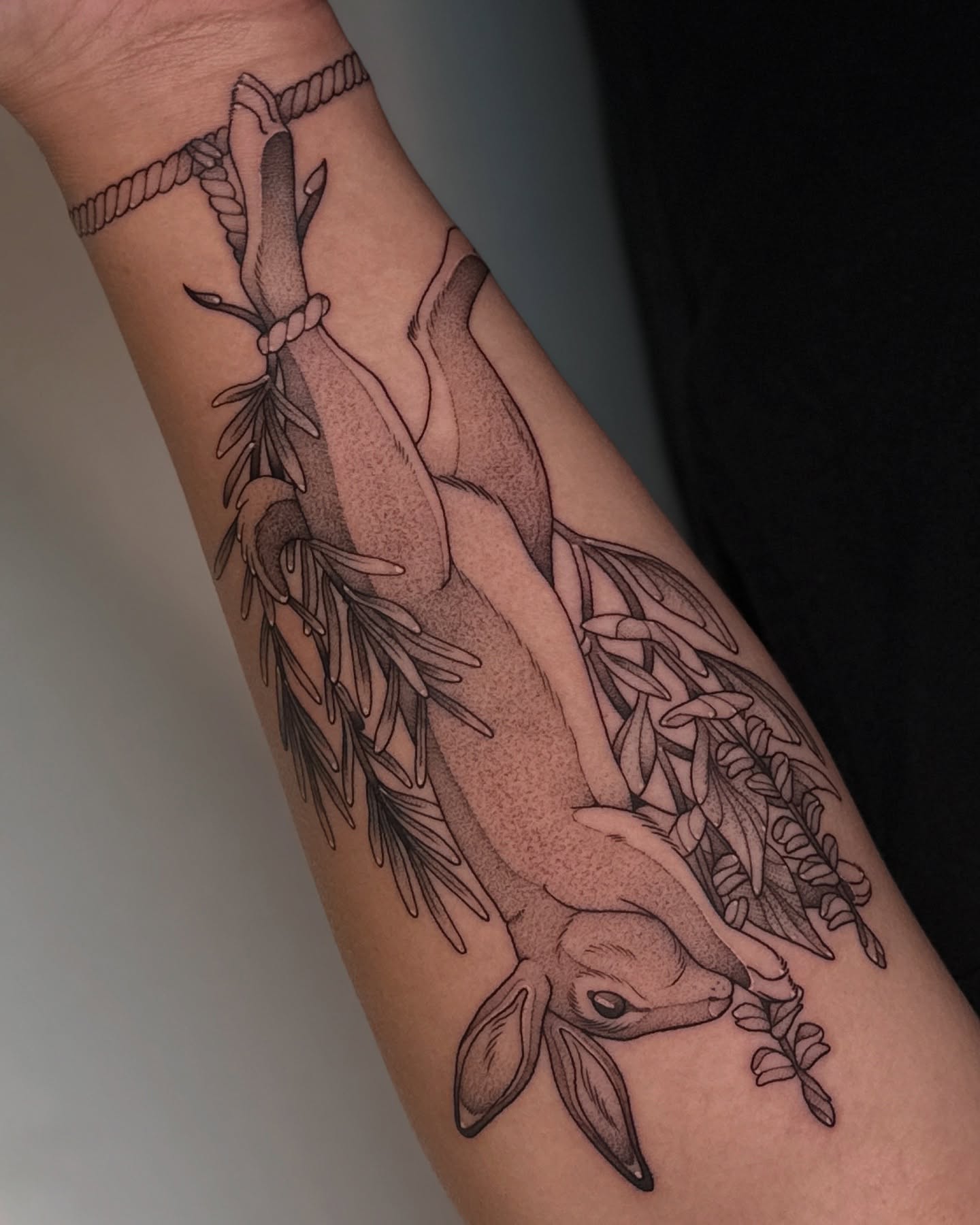 Tattoo by @deerbatstats — dotwork, black_and_grey