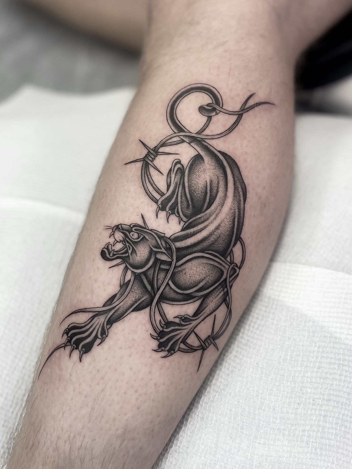Tattoo by @bradtattoos_ — black_and_grey