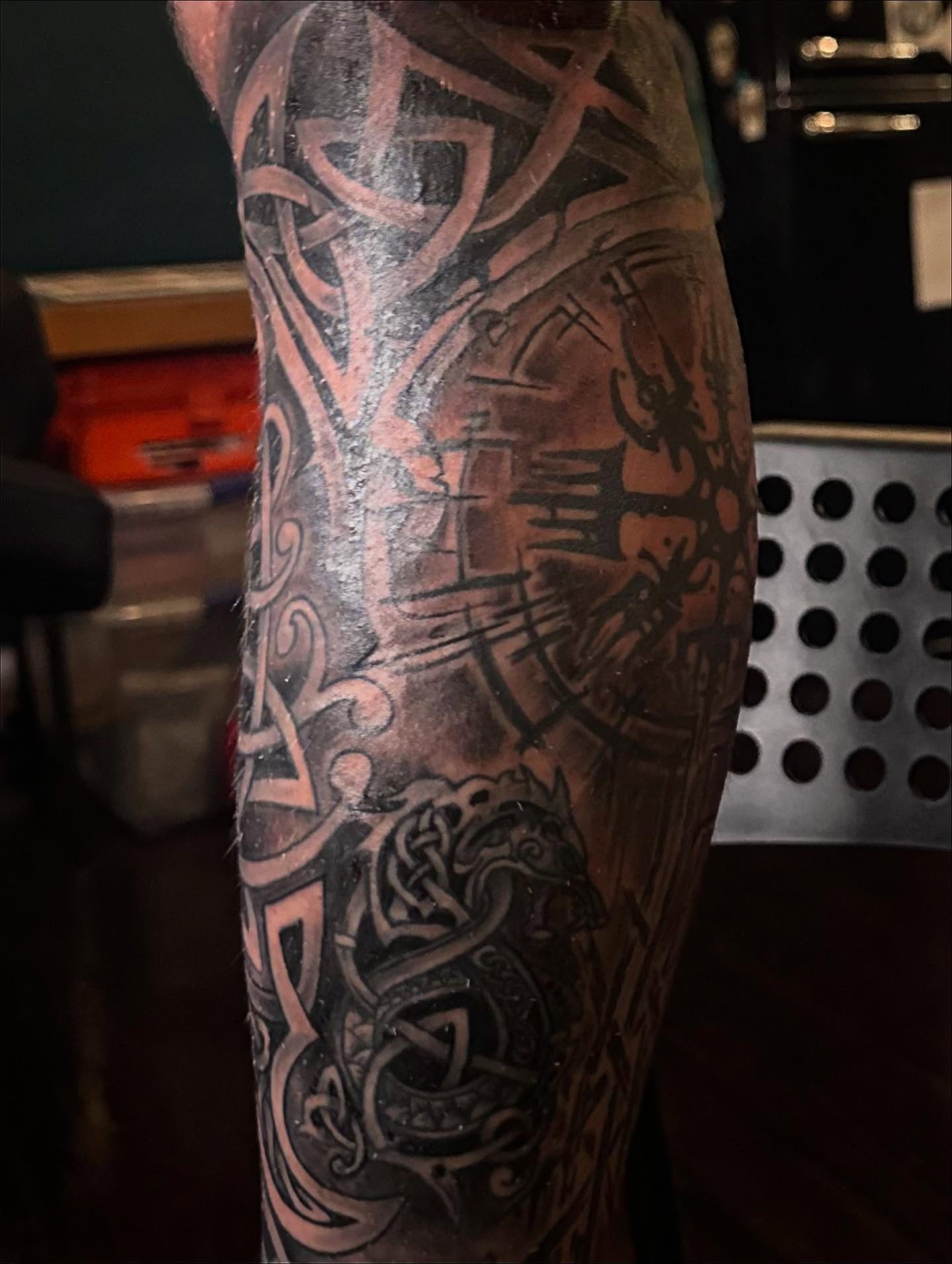 Tattoo by @eddieshawtattoos — black_and_grey, tribal
