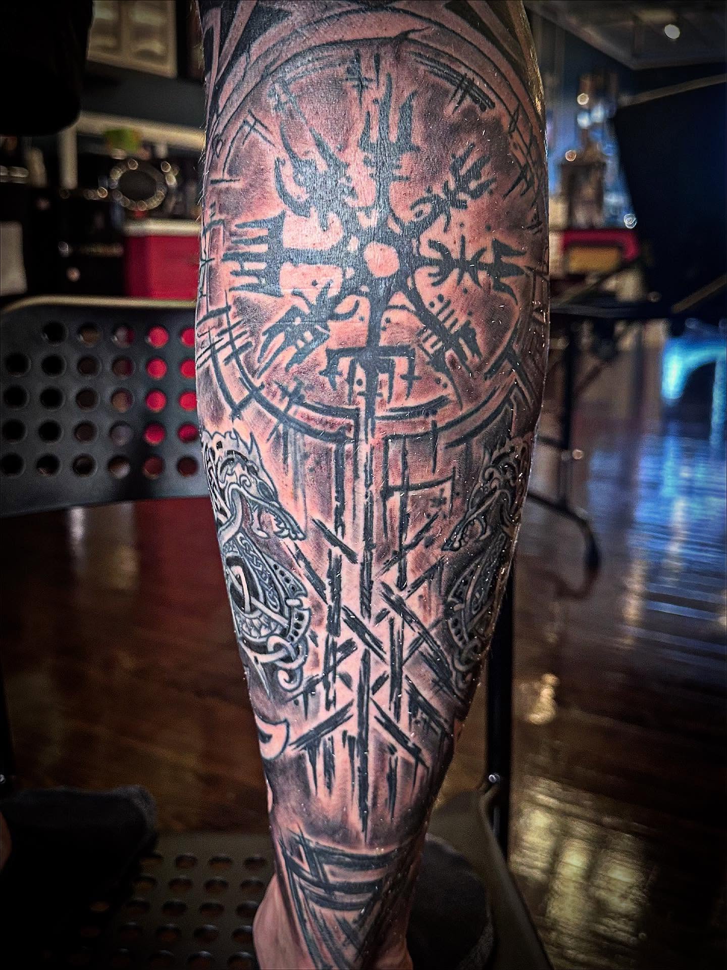 Tattoo by @eddieshawtattoos — black_and_grey, geometric