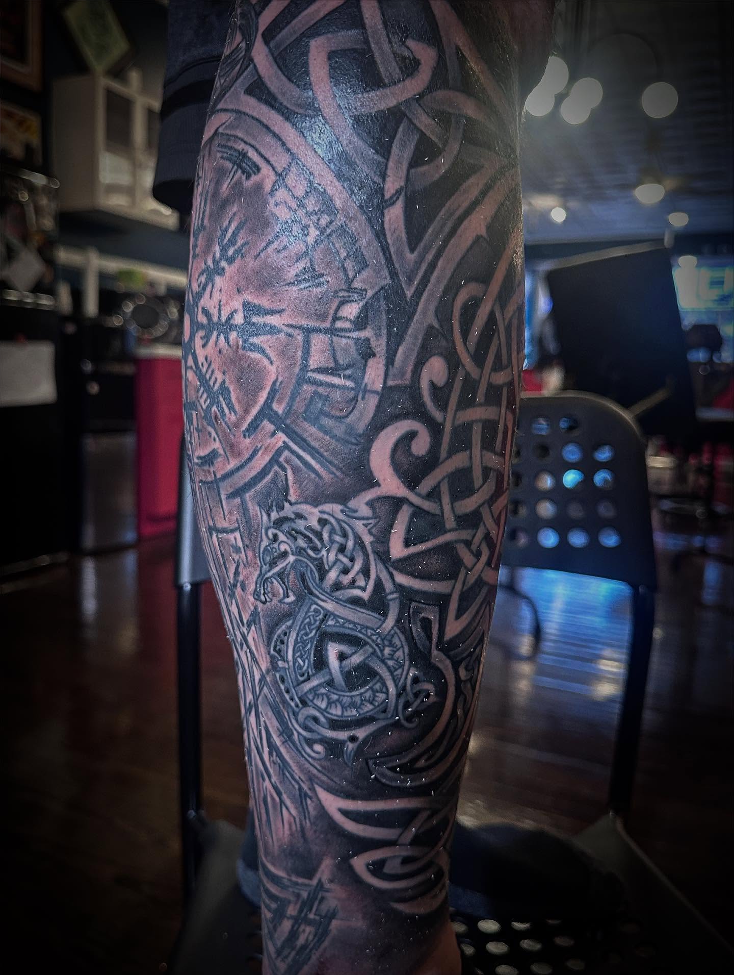 Tattoo by @eddieshawtattoos — black_and_grey, tribal