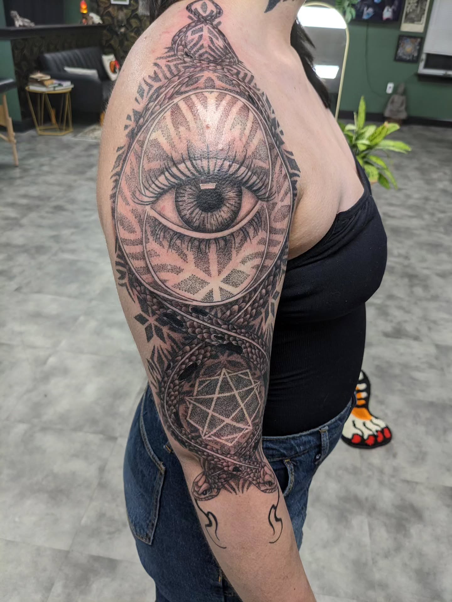 Tattoo by @infinite_enigma — black_and_grey, geometric