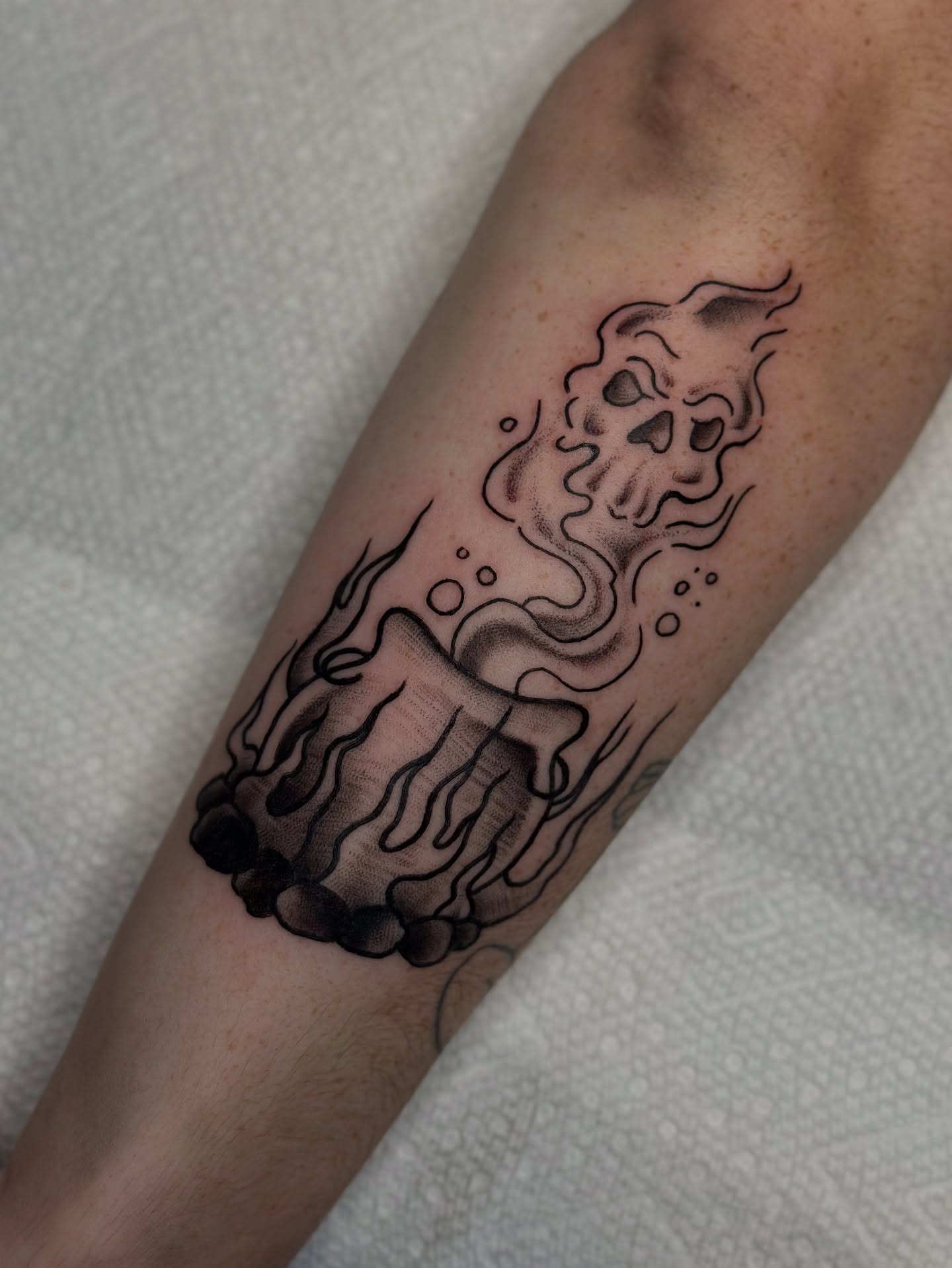 Tattoo by @grimefrogtattoos — dotwork